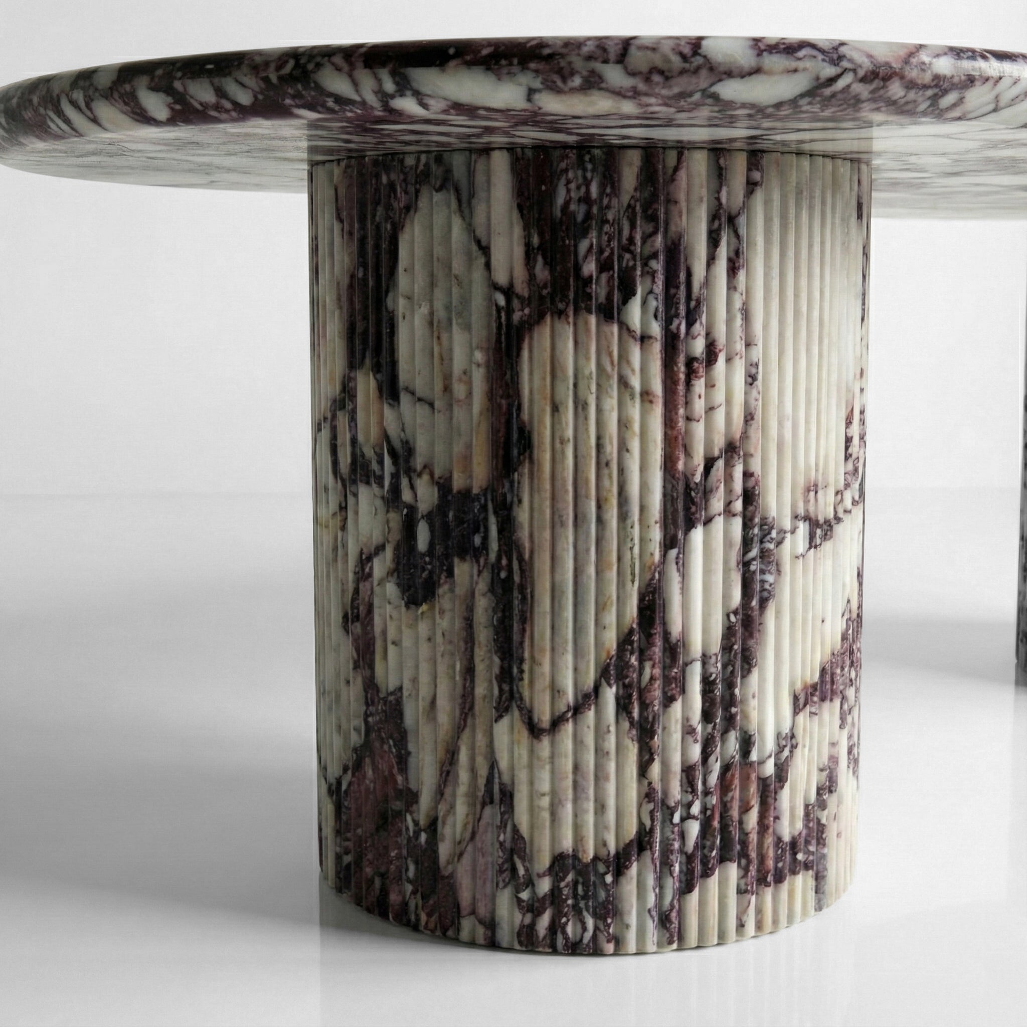 Calacatta Viola Marble Oval Dining Table - Fluted by VORELLI