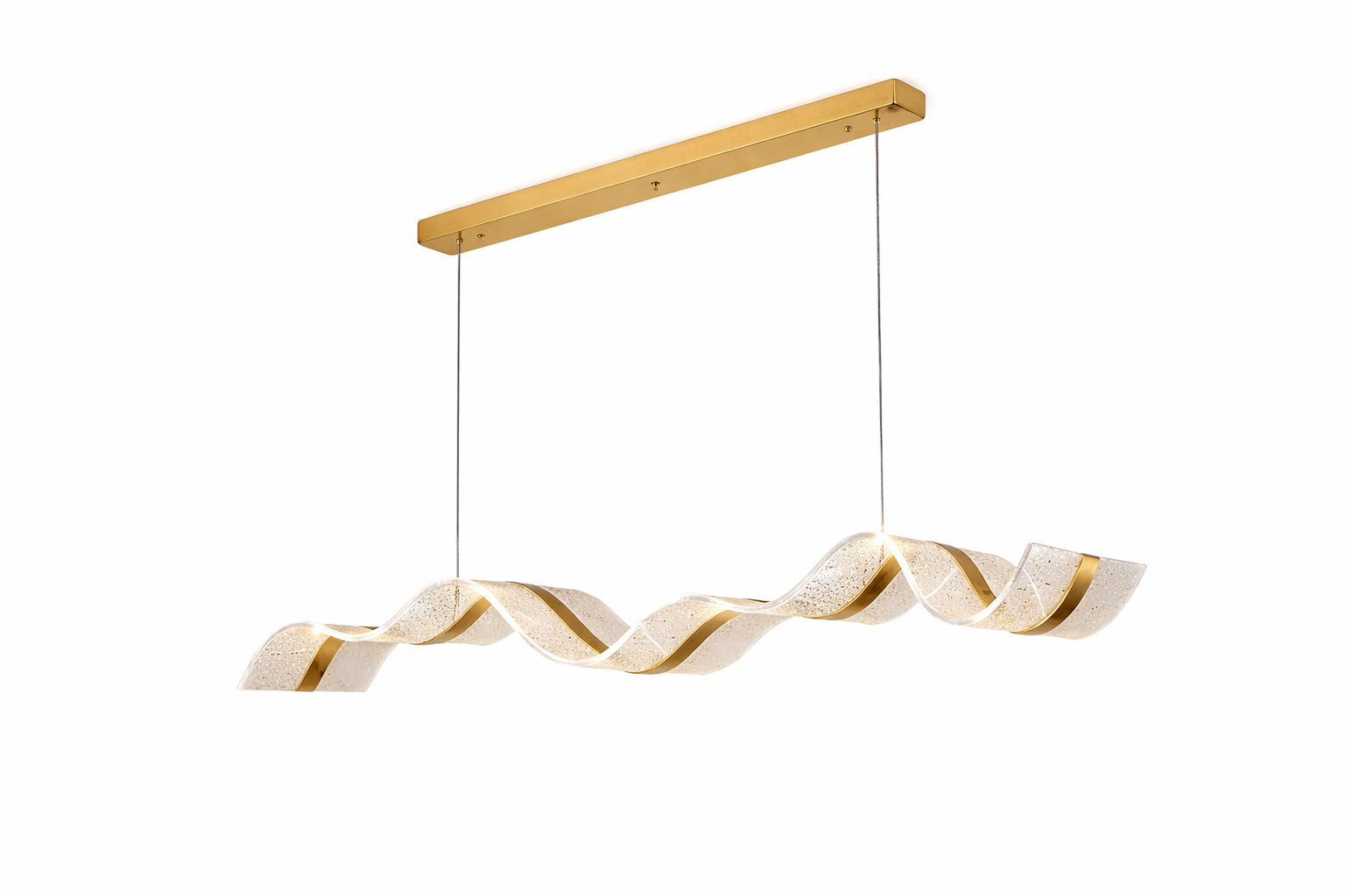 Capitano rectangular chandelier with flowing curved design and brass finish