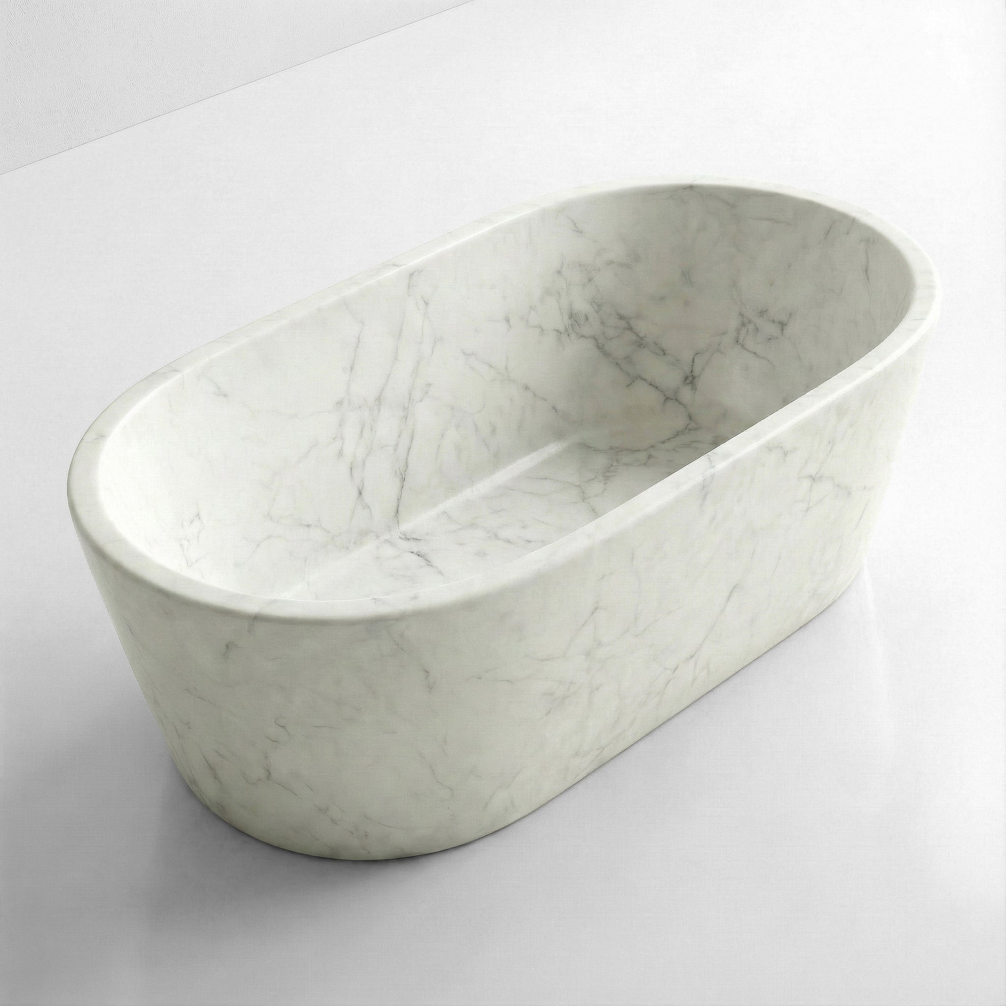 White Carrara Marble Freestanding Bathtub - Tapered by VORELLI