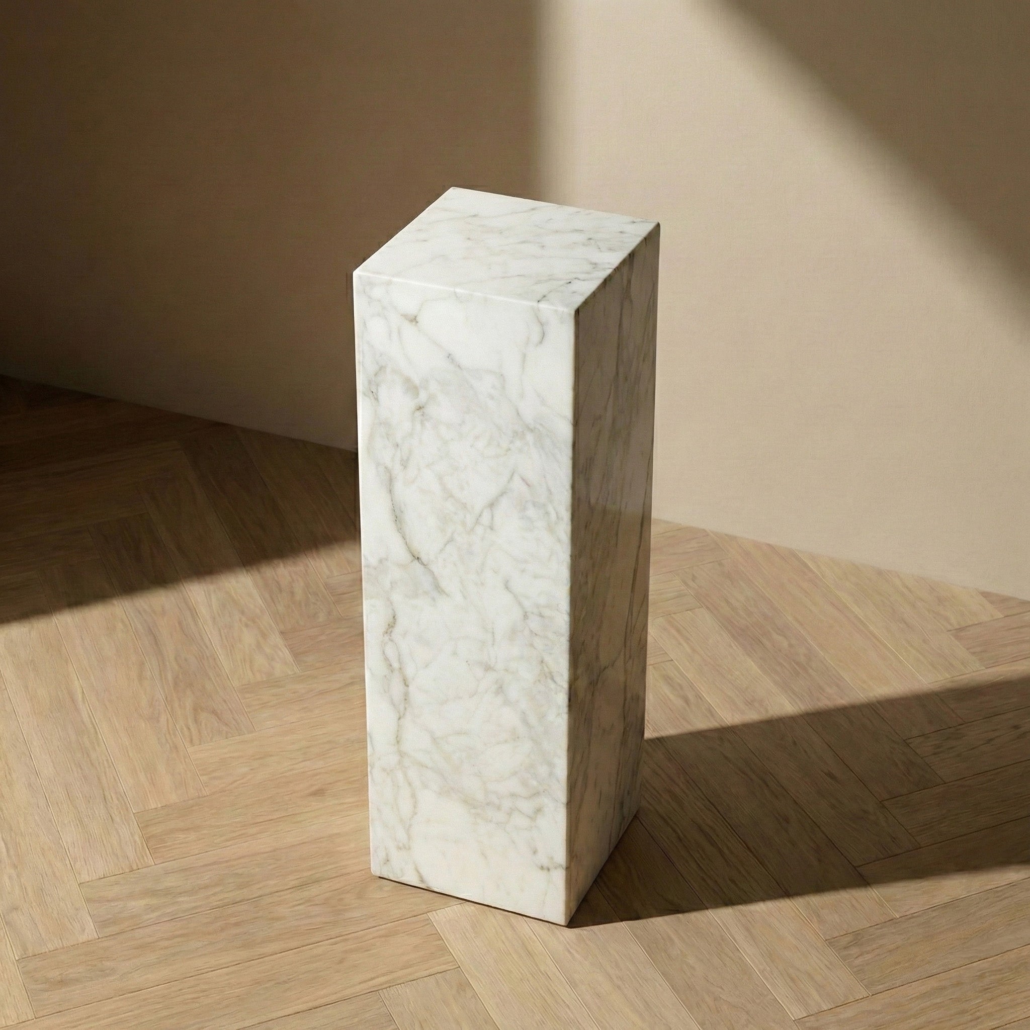 White Carrara Marble Pedestal Stand by VORELLI