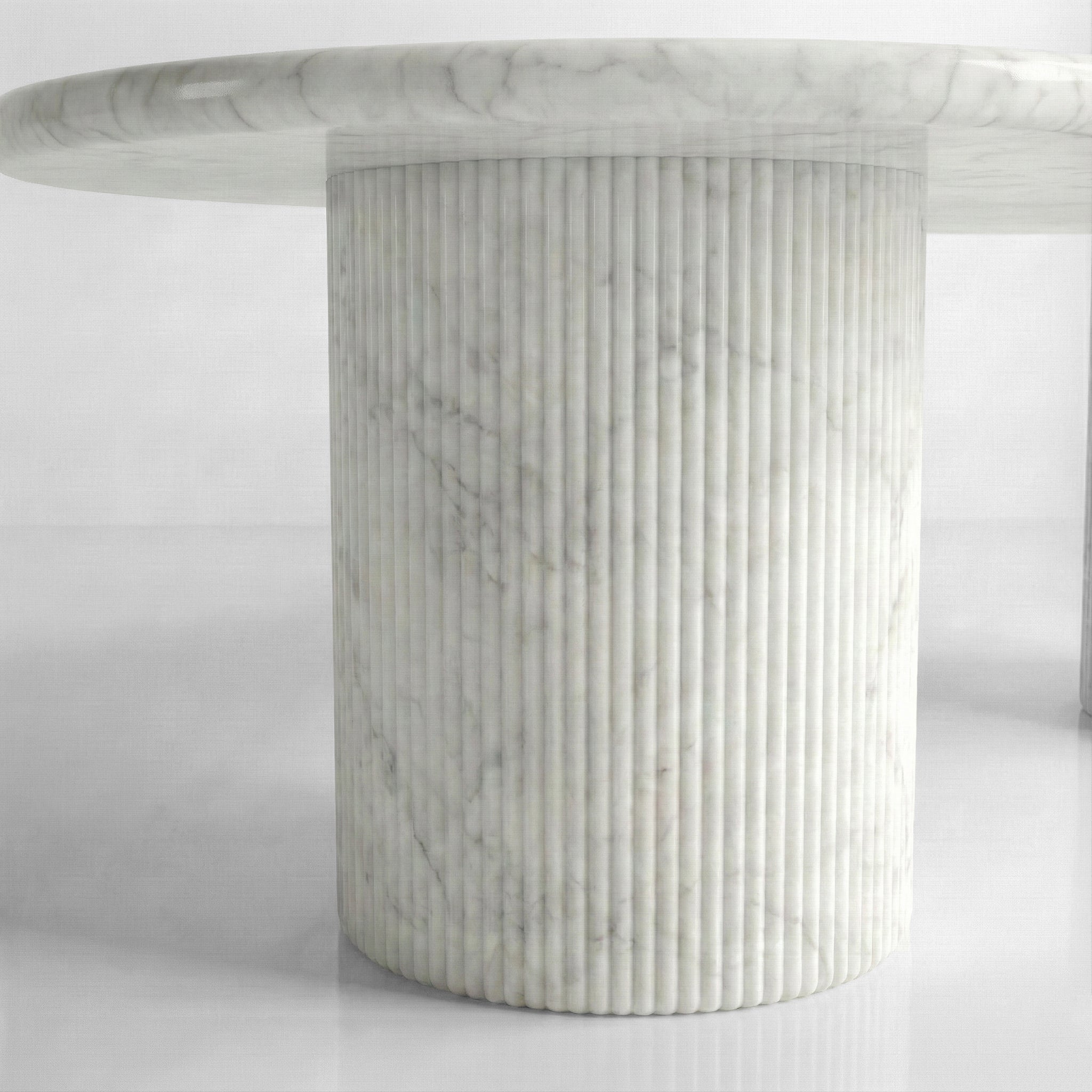 White Carrara Marble Oval Dining Table - Fluted by VORELLI, a refined table lamp for luxury residential and project interiors.