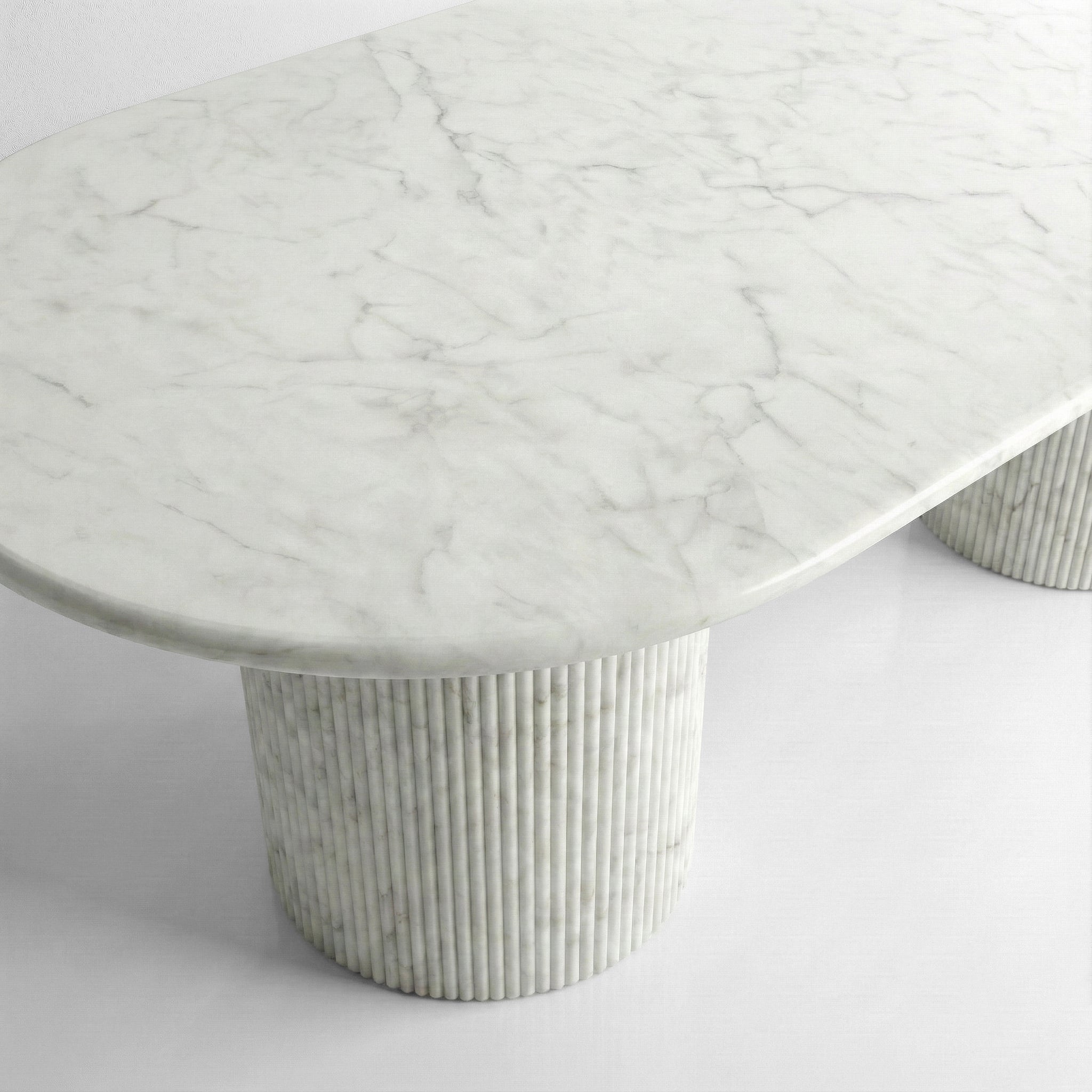 White Carrara Marble Oval Dining Table - Fluted by VORELLI, a refined table lamp for luxury residential and project interiors.