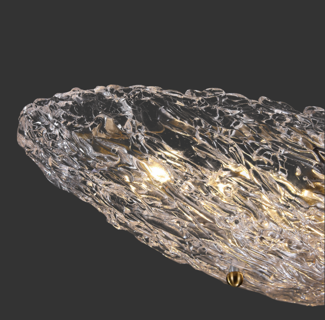 Close-up of textured sculpted glass light diffuser