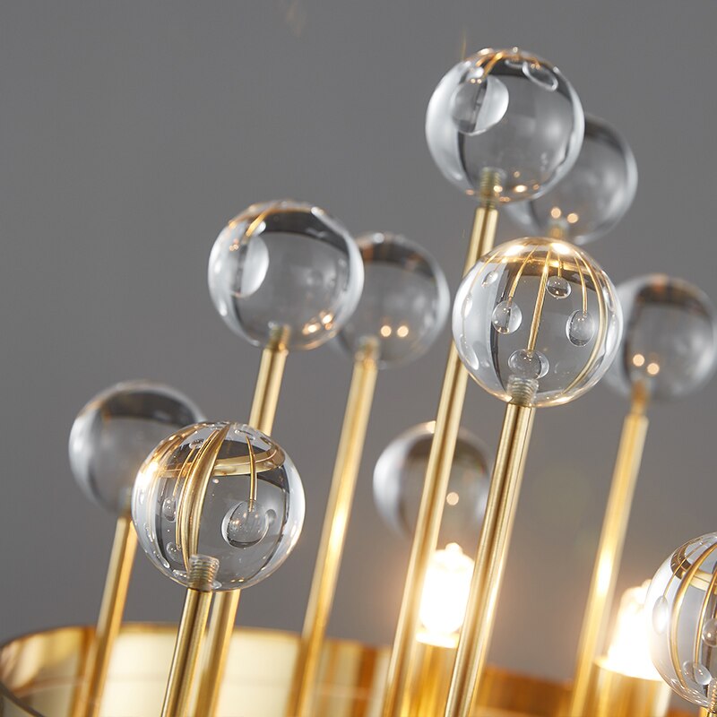 Close up clear glass spheres on Alytus Table Lamp