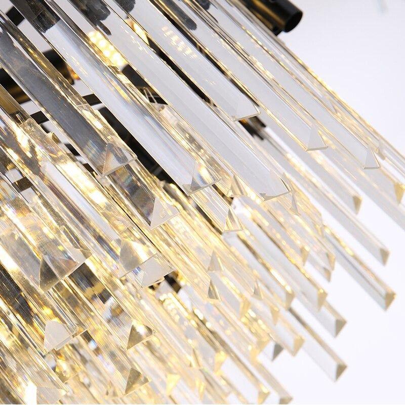 Luxury crystal detailing on the Gotham ceiling light design.