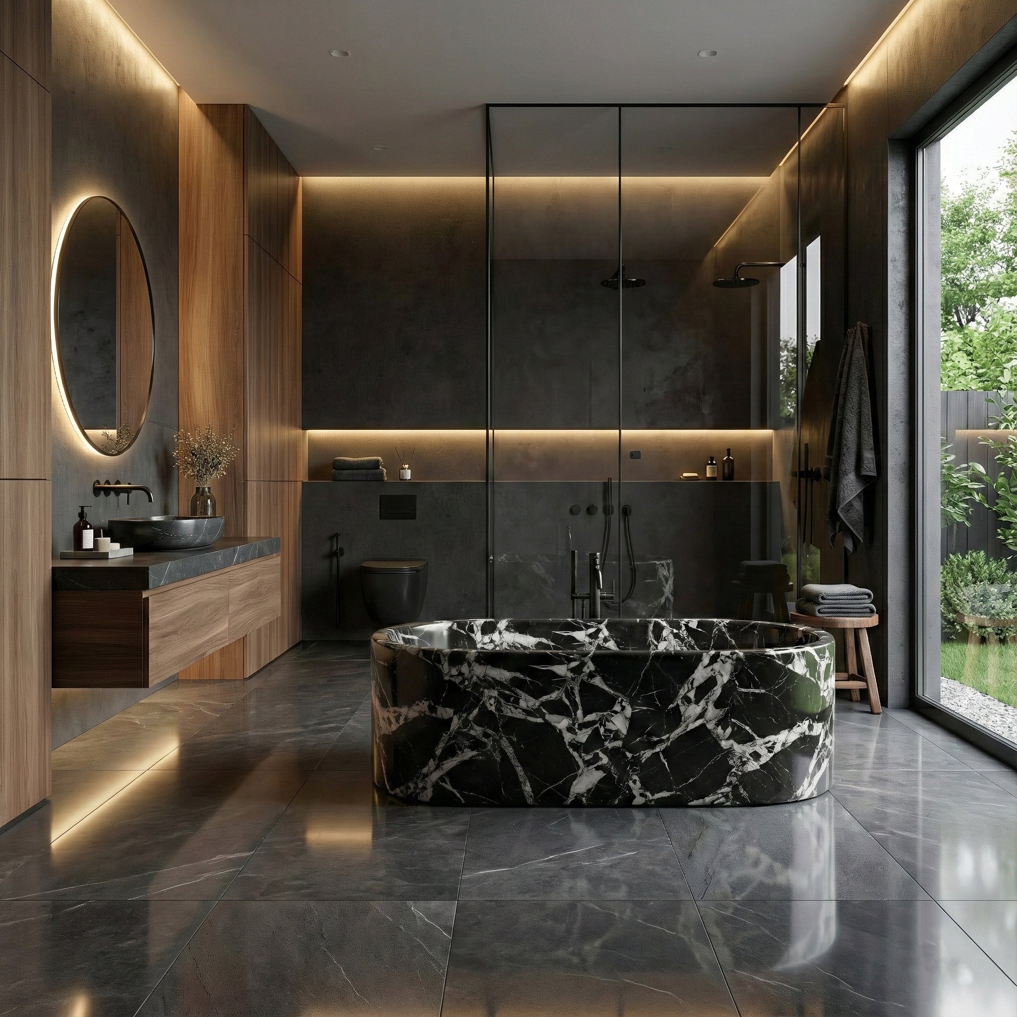Grand Antique Marble Freestanding Bathtub - Elliptical by VORELLI