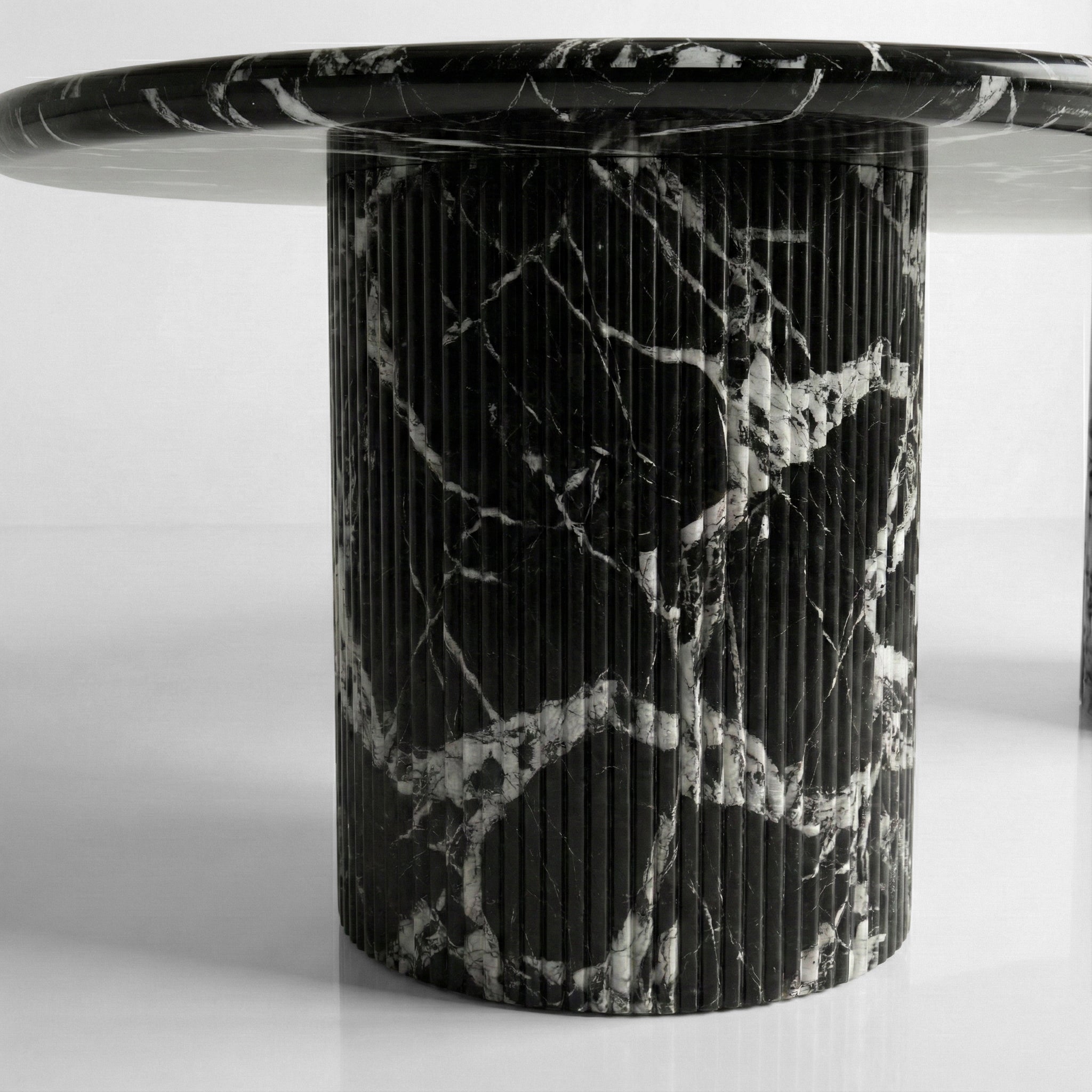 Grand Antique Marble Oval Dining Table - Fluted by VORELLI