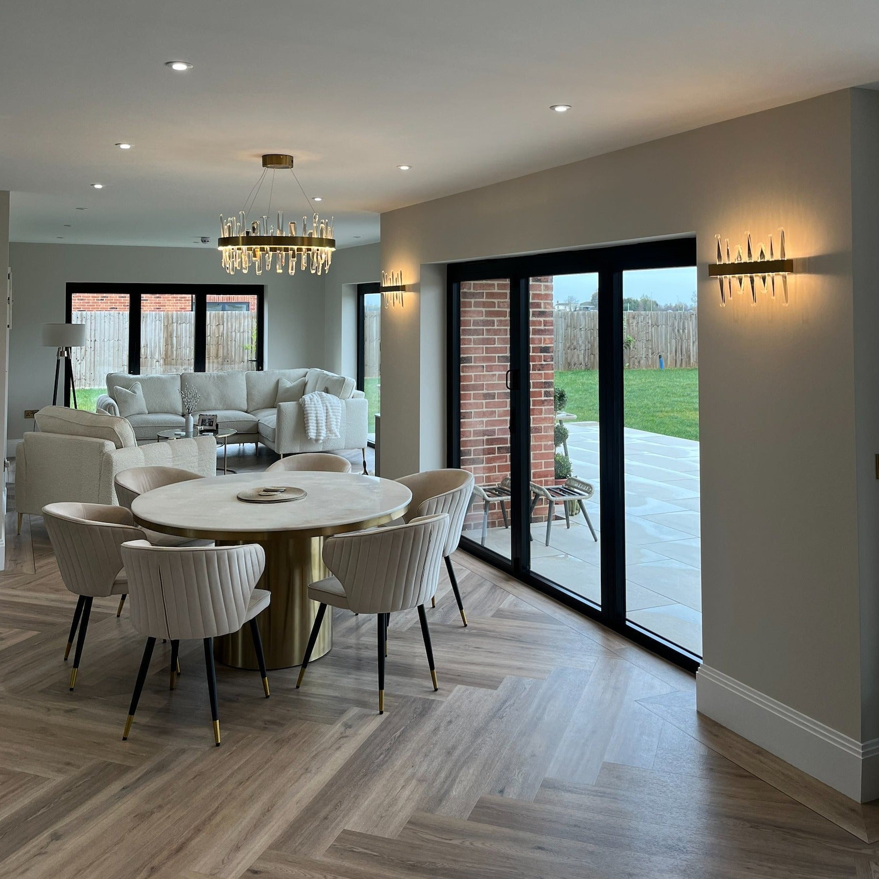 Grantchester Circular Chandelier showcased in a contemporary luxury living space