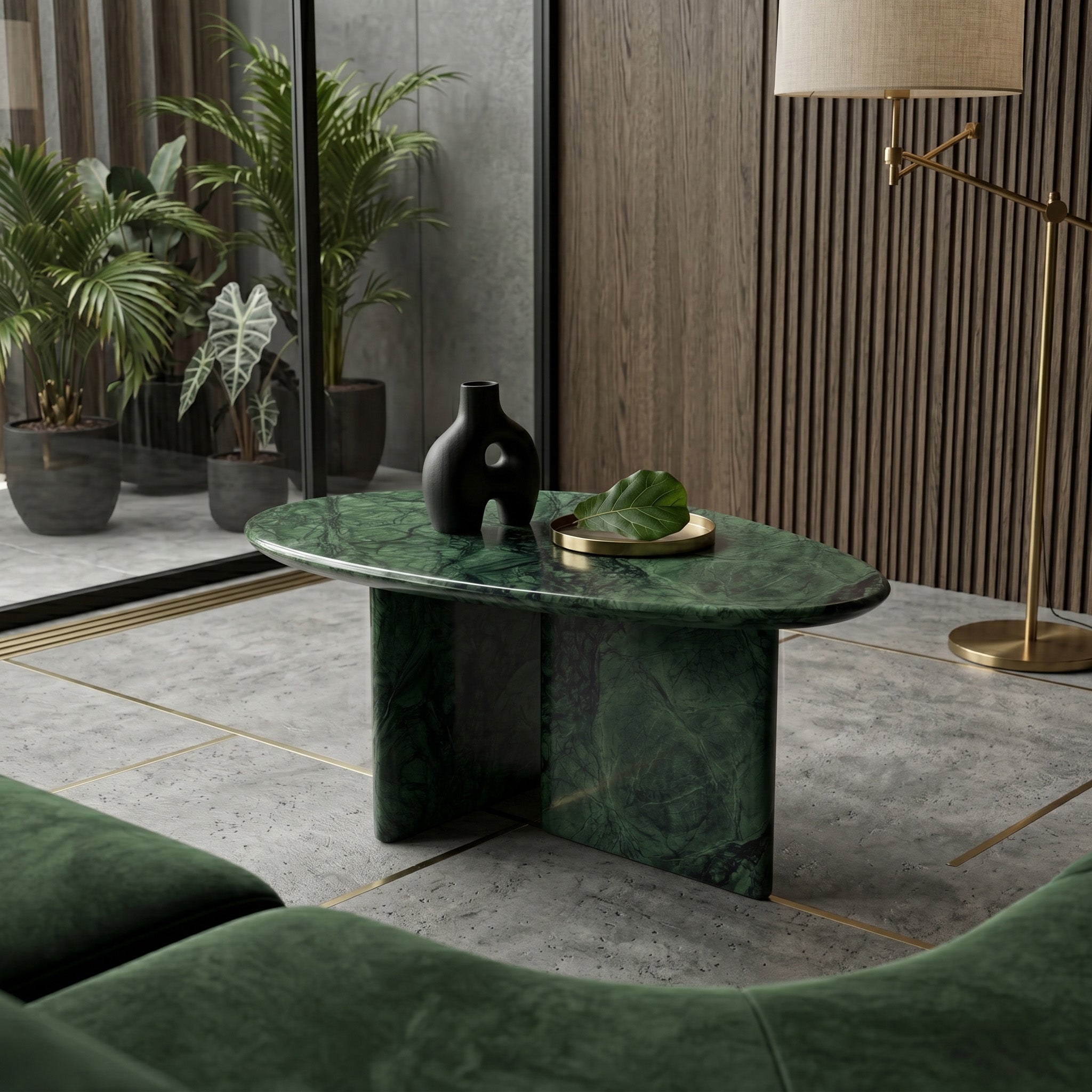 Green Guatemala Marble Coffee Table - Pebble by VORELLI
