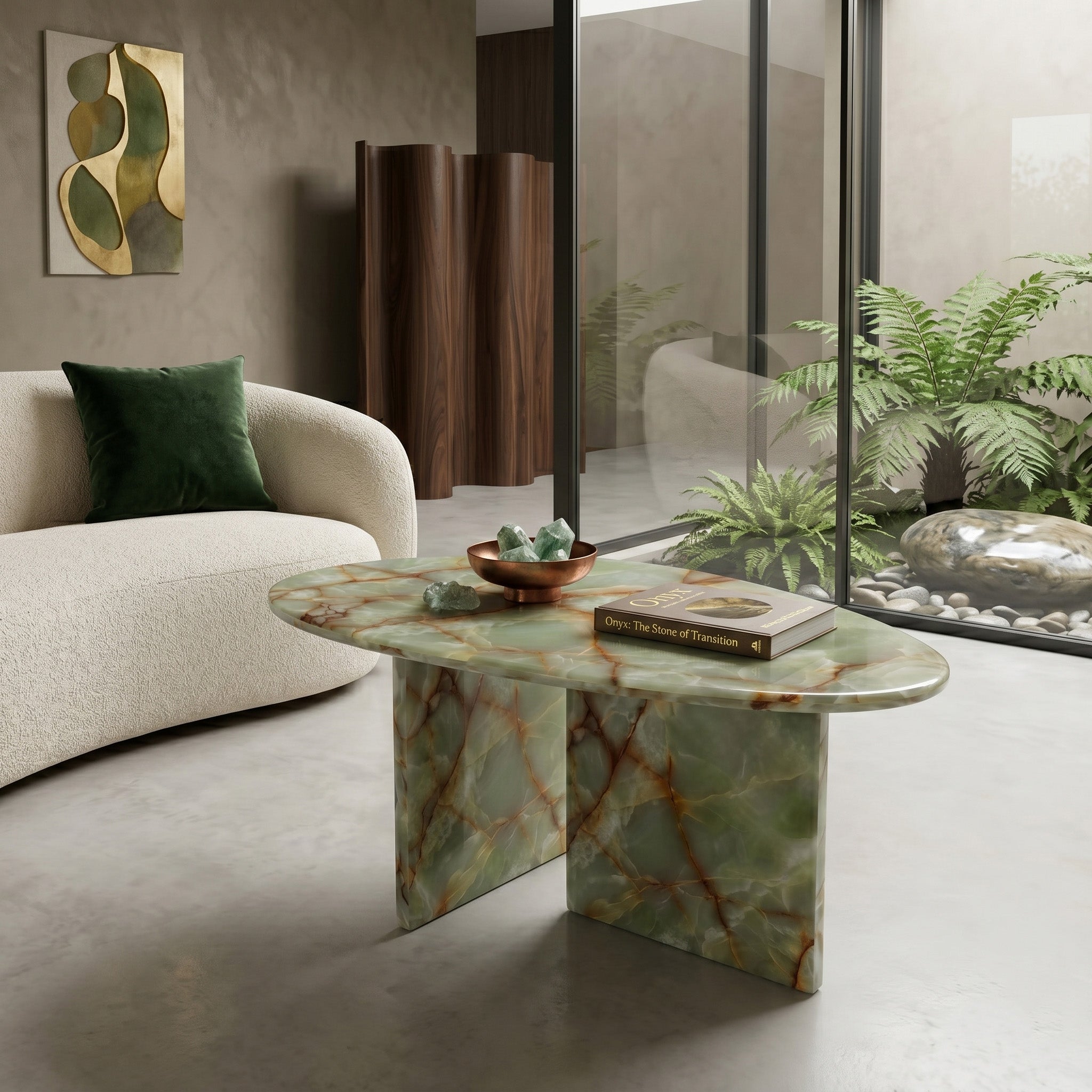 Green Onyx Marble Coffee Table - Pebble by VORELLI