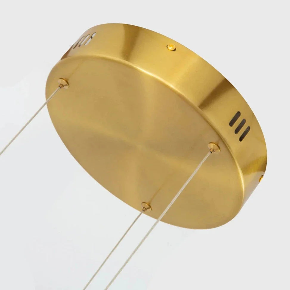 Ceiling mount and suspension detail of the Jobson Ring Circular Chandelier