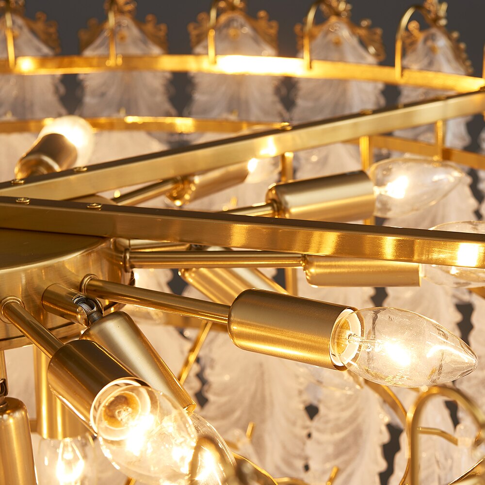 Close up of chandelier frame and integrated light sources within the Julio Circular Chandelier