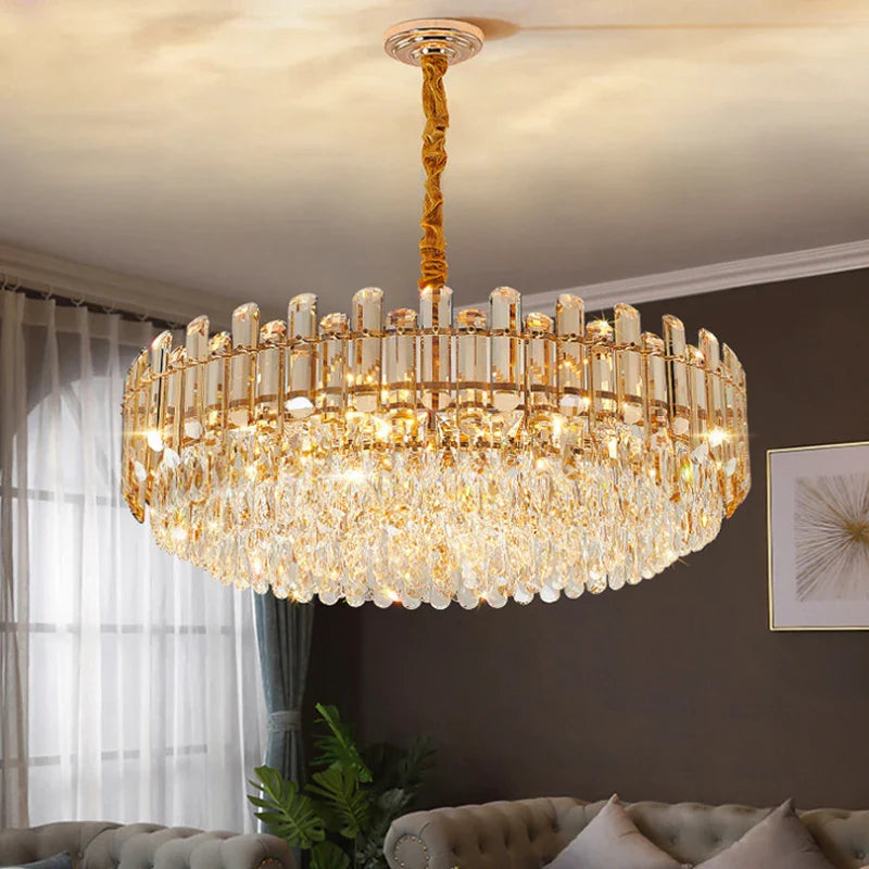 Lugano Circular Chandelier creating elegant illumination in a modern luxury interior