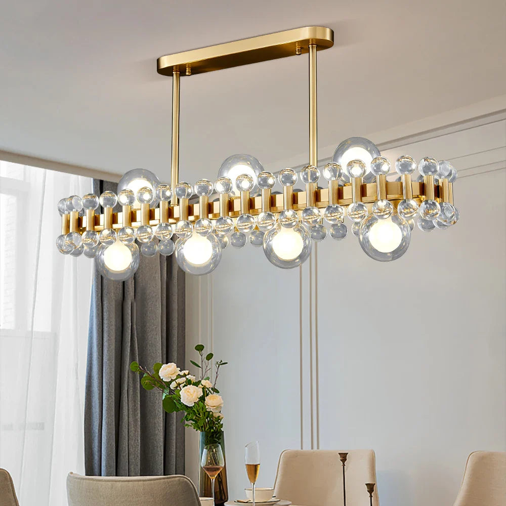 Alytus Rectangular Chandelier II in modern UAE villa dining room