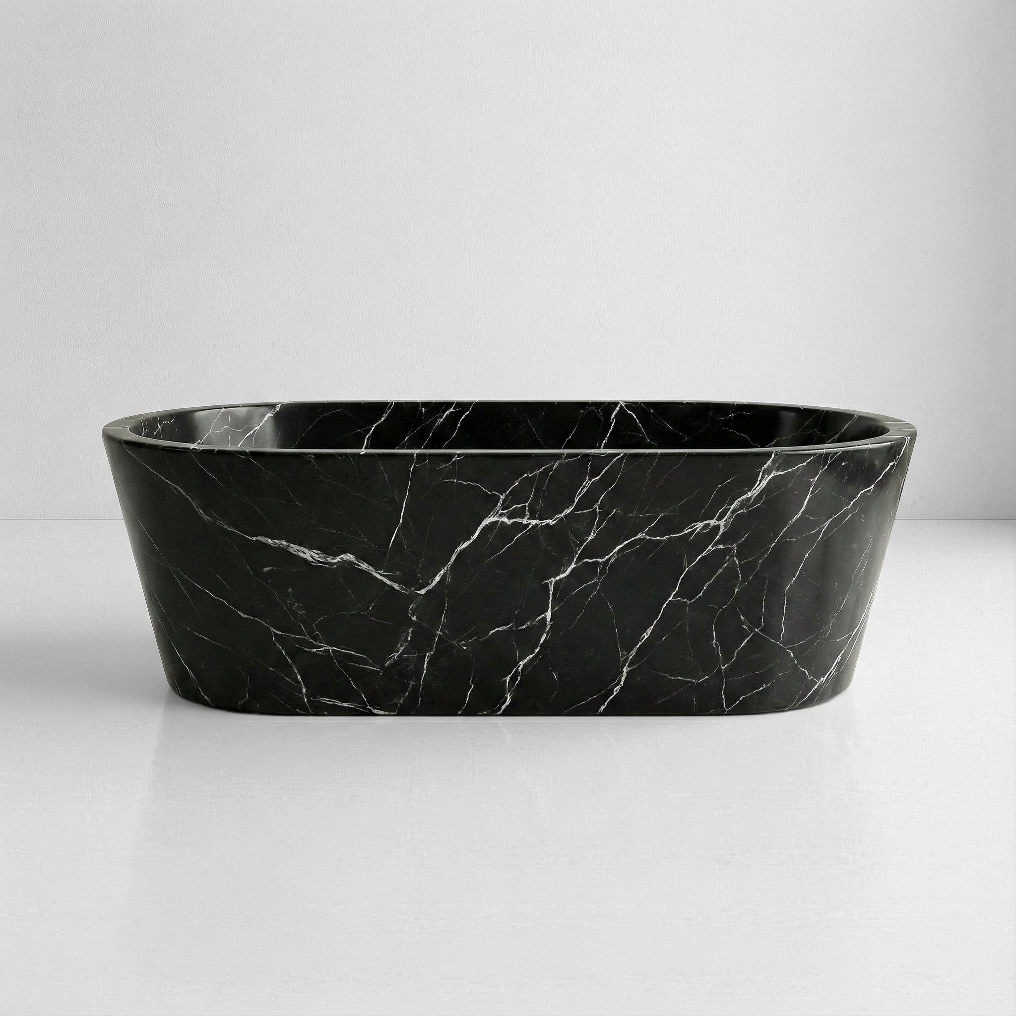 Black Marquina Marble Freestanding Bathtub - Tapered by VORELLI