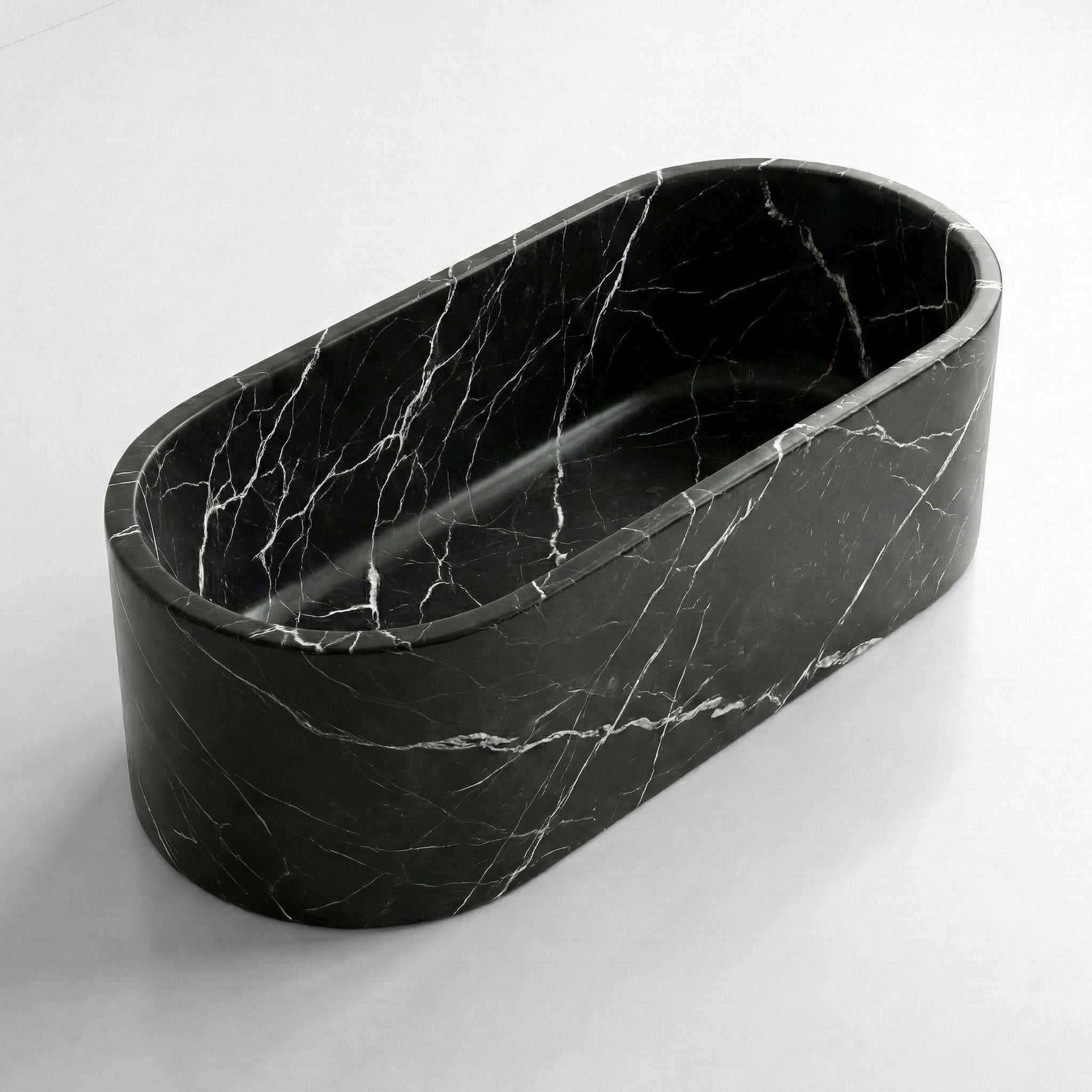 Black Marquina Marble Freestanding Bathtub - Elliptical by VORELLI