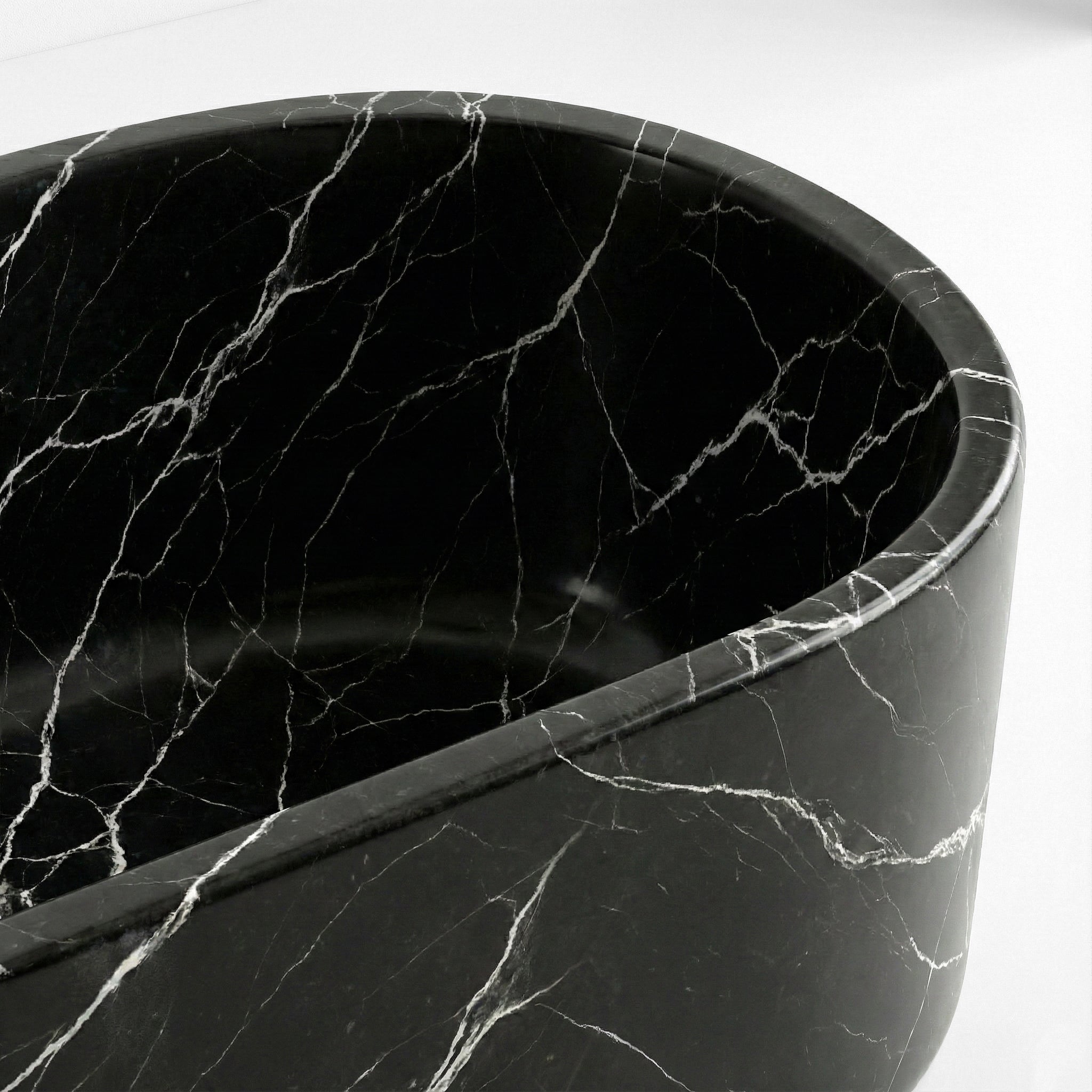Black Marquina Marble Freestanding Bathtub - Elliptical by VORELLI