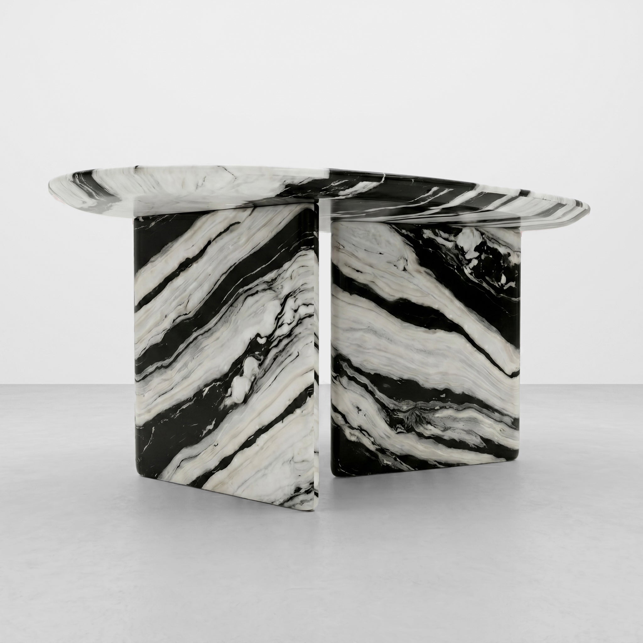 Panda White Marble Coffee Table - Pebble by VORELLI