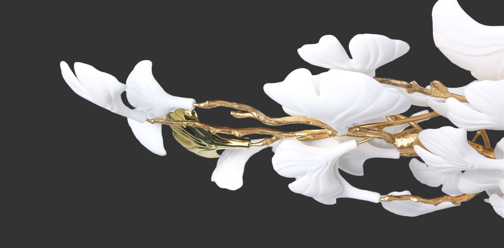 Artistic detail of Prano Floor Lamp II featuring sculpted floral glass elements