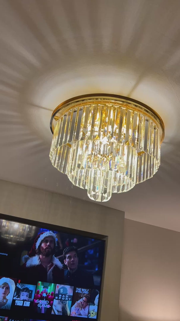 Beckenham Circular Chandelier video by VORELLI® showing circular chandelier detail for Dubai majlis spaces and UAE villas