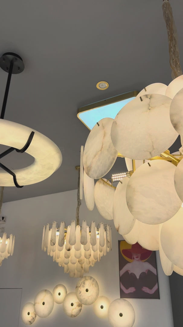Alfonso Marble Circular Chandelier II video by VORELLI® showing circular chandelier detail for Dubai majlis spaces and UAE villas