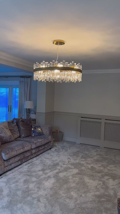 Brighouse Circular Chandelier video by VORELLI® showing circular chandelier detail for Dubai majlis spaces and UAE villas
