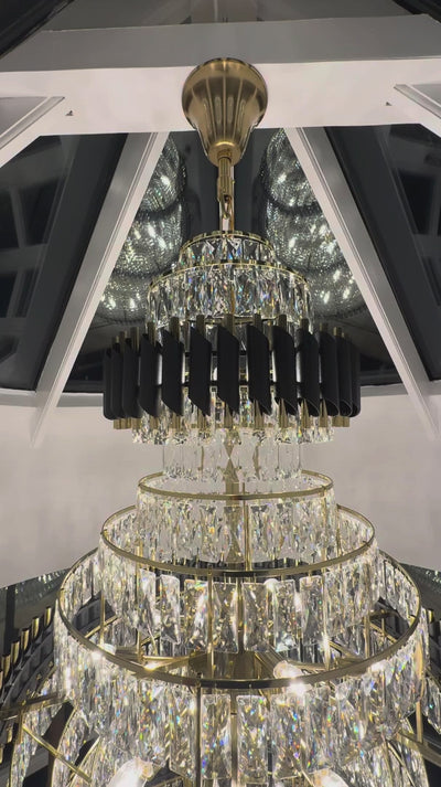 Milltimber Grandeur Staircase Chandelier II video by VORELLI® showing staircase chandelier scale for Dubai villas and UAE palace interiors - view 2