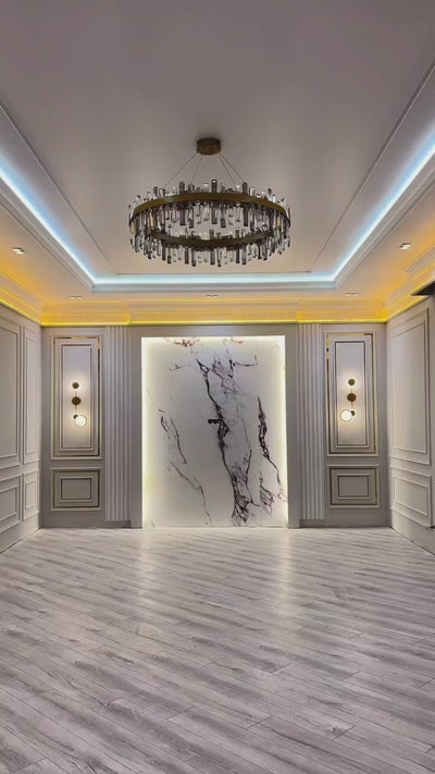 Figueroa circular chandelier installed in modern ceiling setting