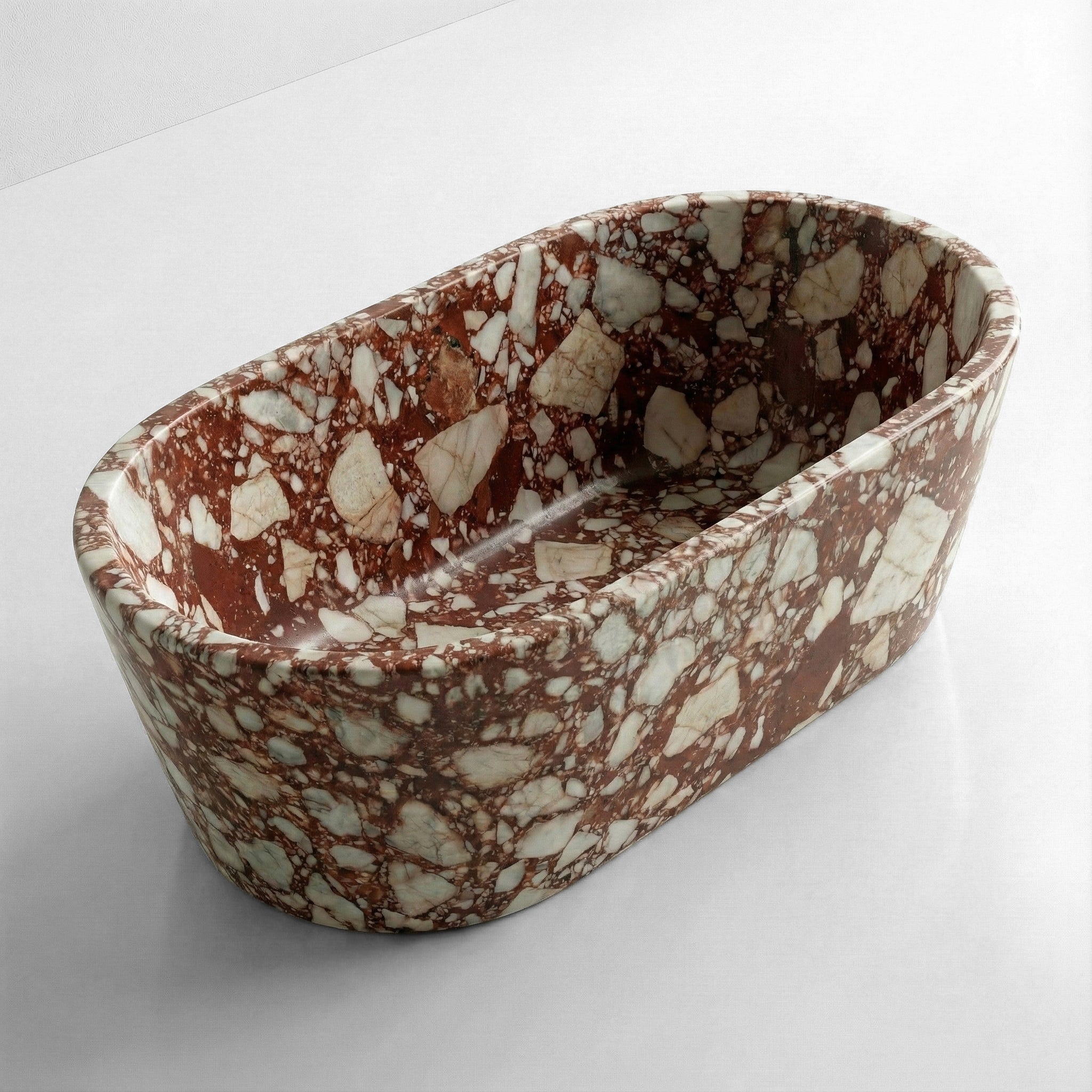 Red Bulgari Marble Freestanding Bathtub - Tapered by VORELLI