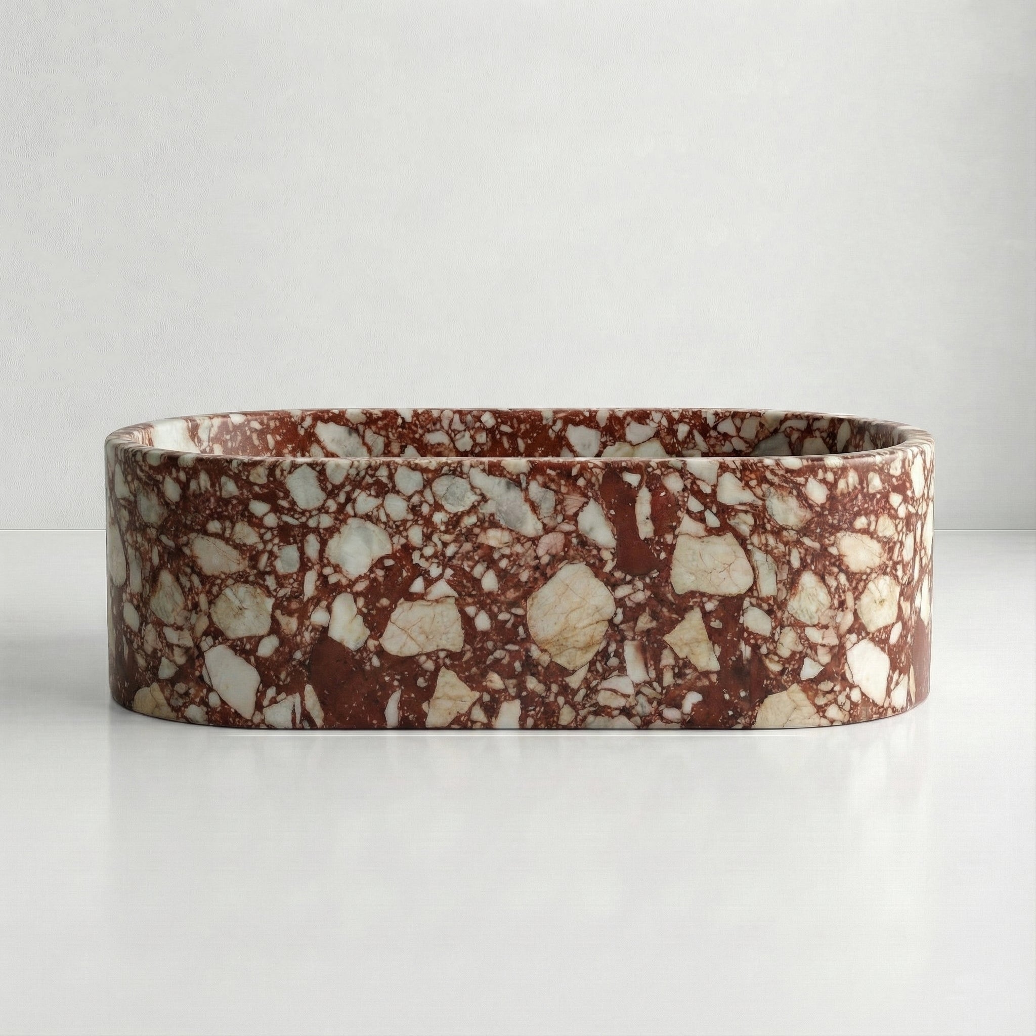 Red Bulgari Marble Freestanding Bathtub - Elliptical by VORELLI