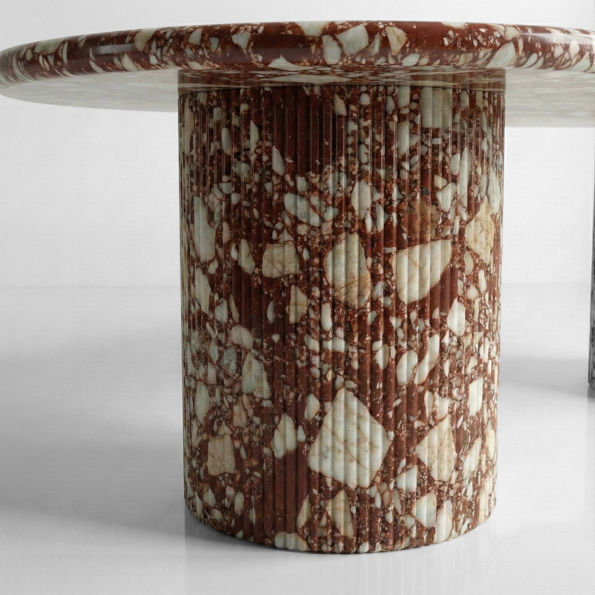 Red Bulgari Marble Oval Dining Table - Fluted by VORELLI