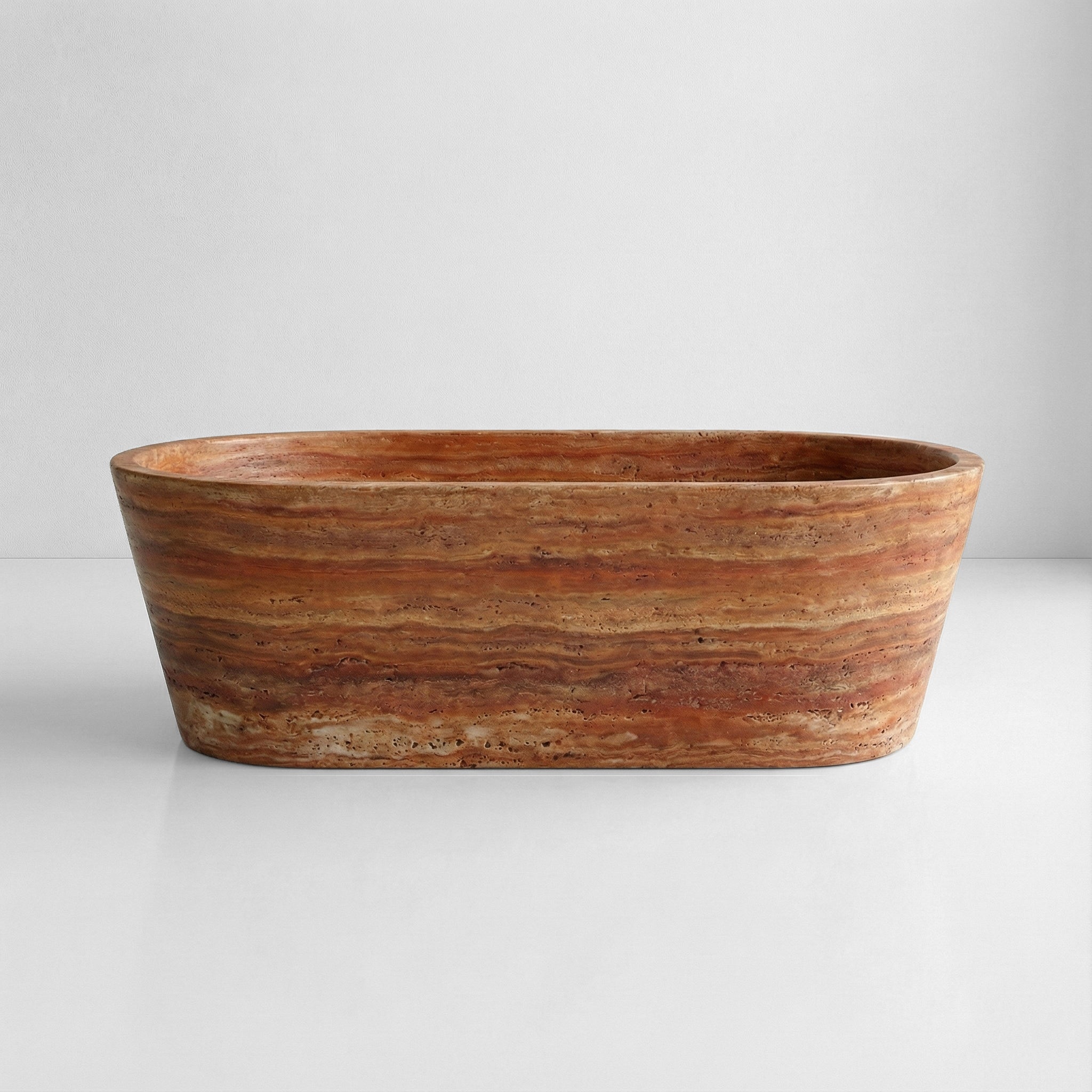 Red Travertine Freestanding Bathtub - Tapered by VORELLI
