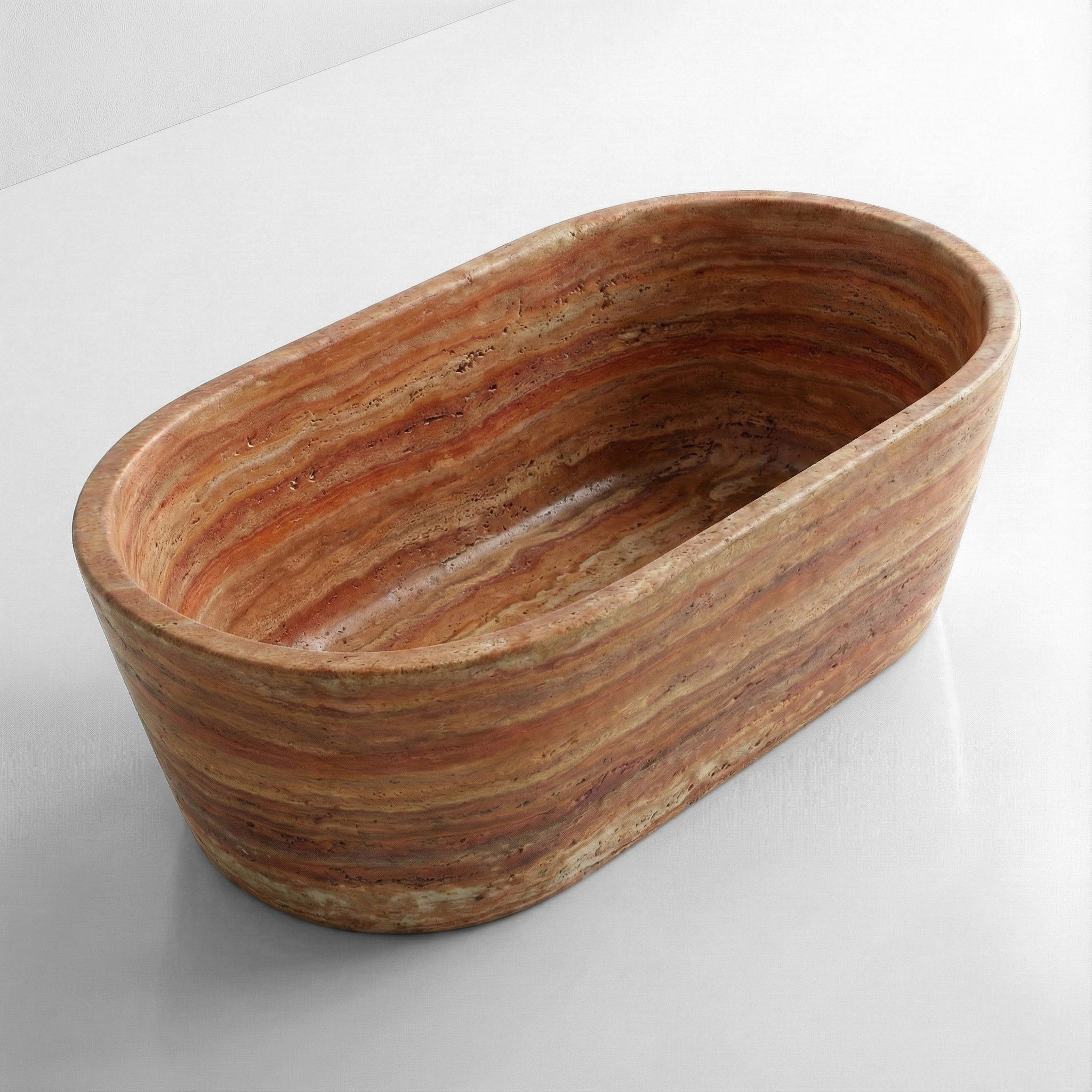 Red Travertine Freestanding Bathtub - Tapered by VORELLI