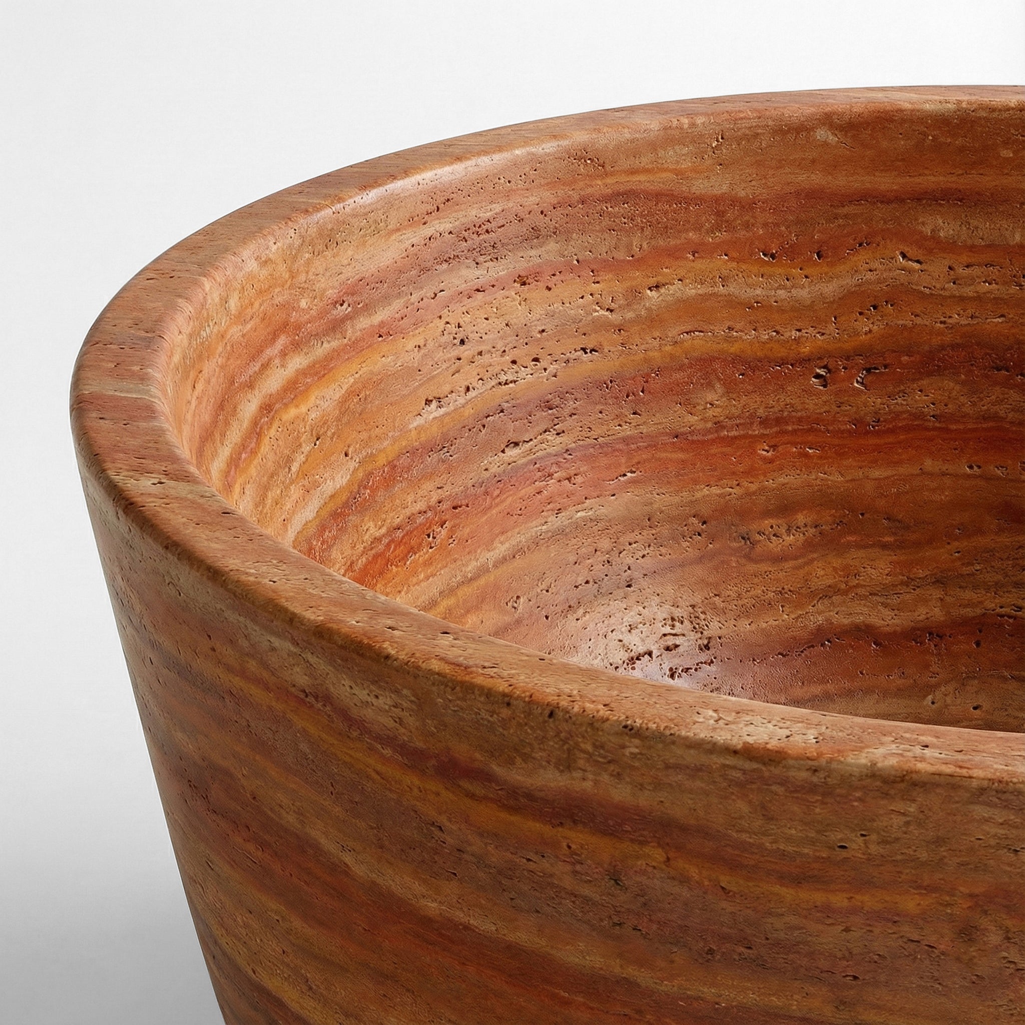 Red Travertine Freestanding Bathtub - Tapered by VORELLI
