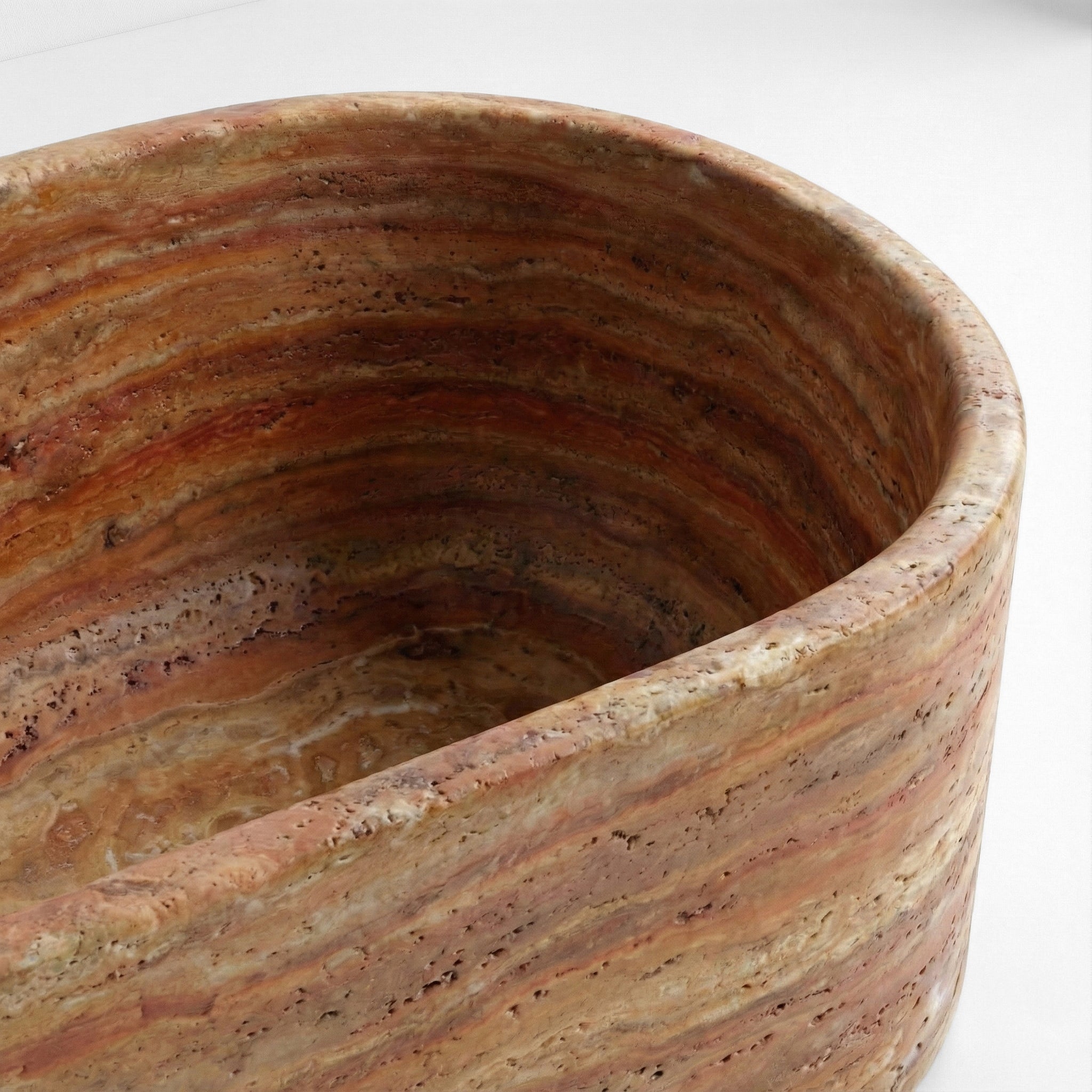 Red Travertine Freestanding Bathtub - Elliptical by VORELLI