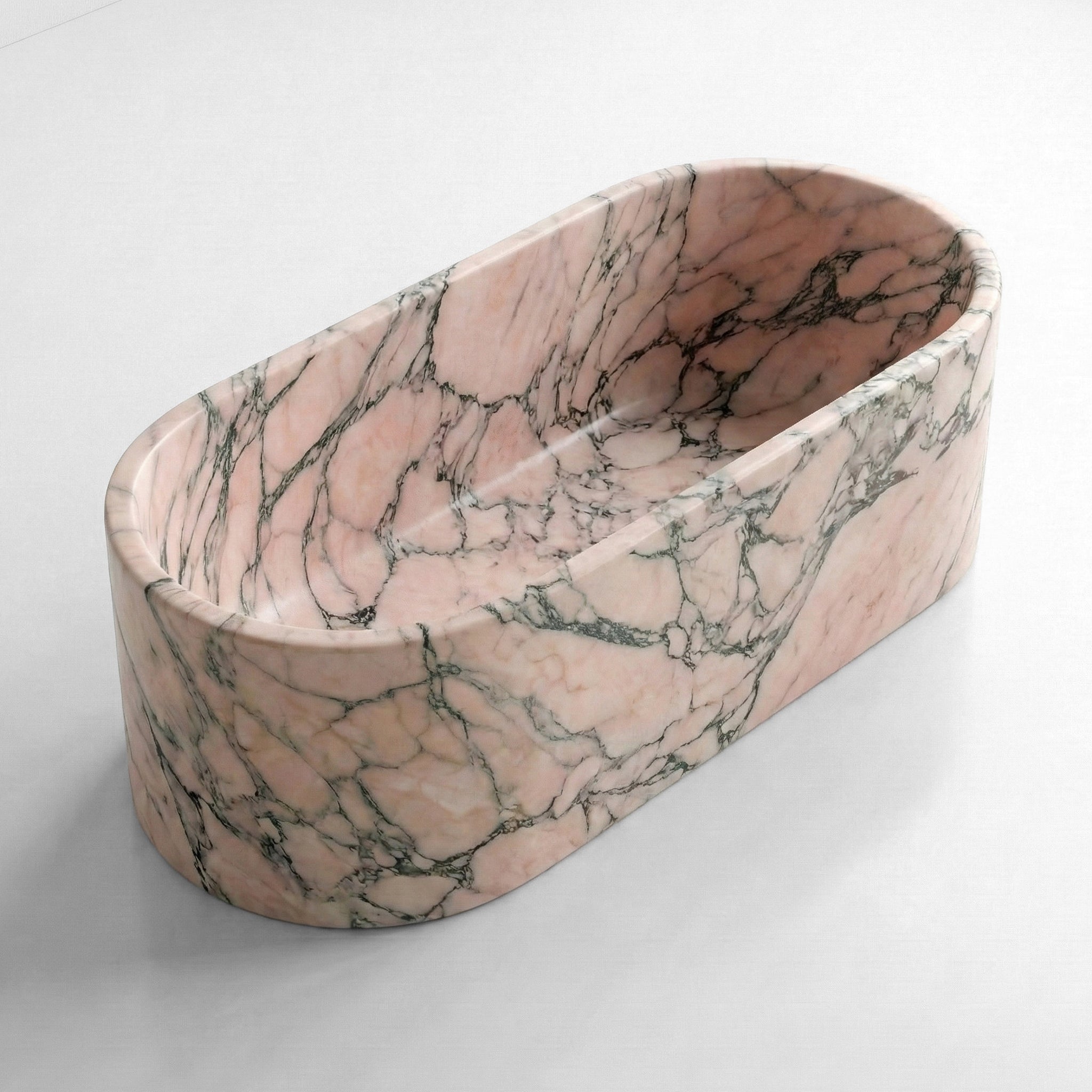 Rosso Portogallo Marble Freestanding Bathtub - Elliptical by VORELLI