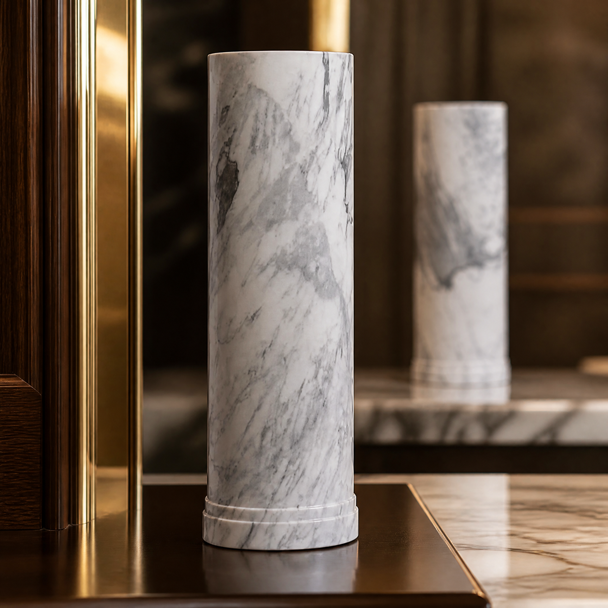 Verano Marble Column Arabescato Decor by VORELLI, a refined luxury lighting for luxury residential and project interiors.