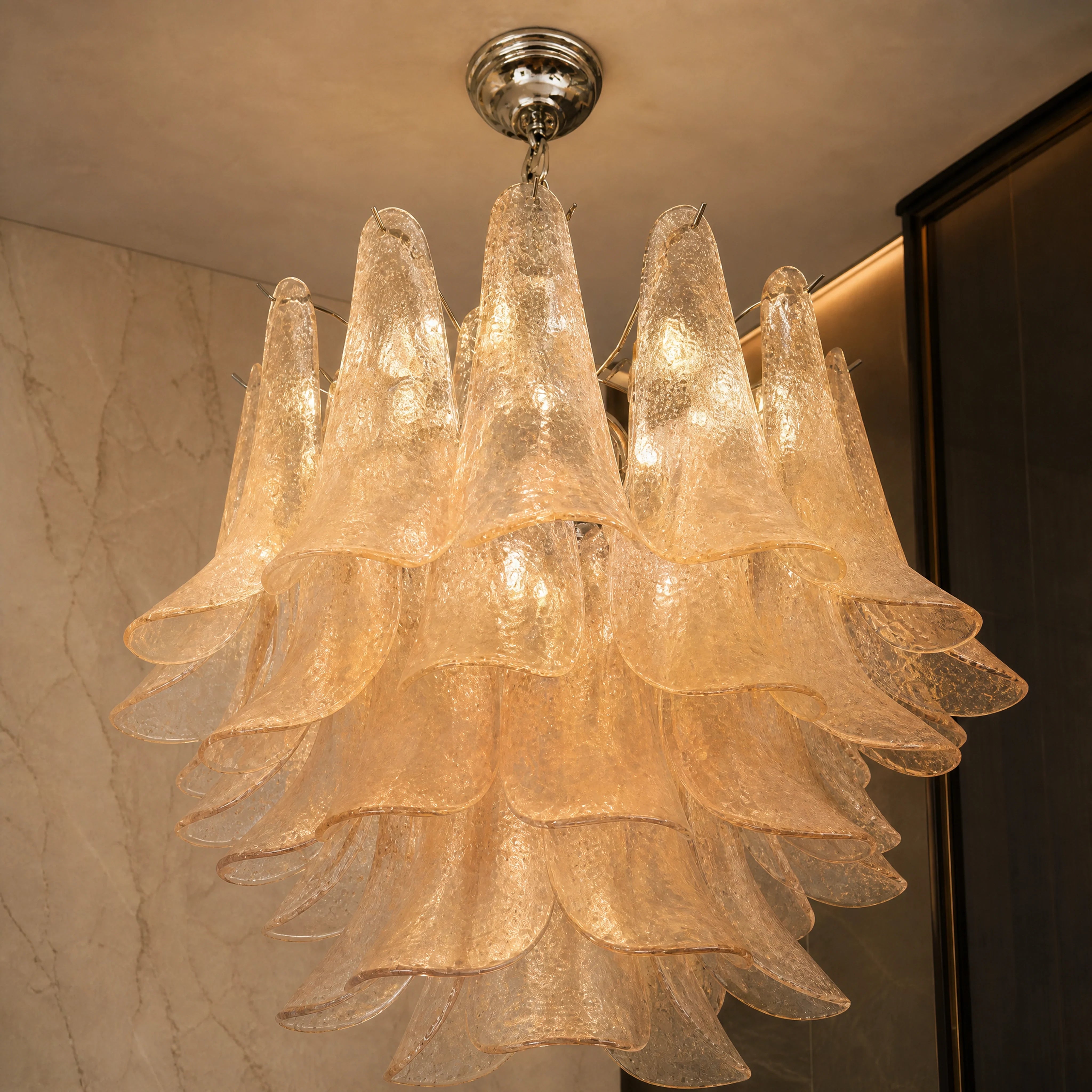 Amalfi Selle Murano Glass Circular Chandelier close-up luxury lifestyle hero image by VORELLI