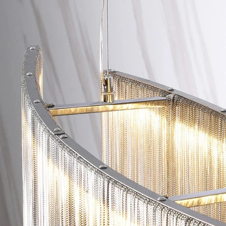 Detail of curved arc frame on VORELLI Adlington chandelier