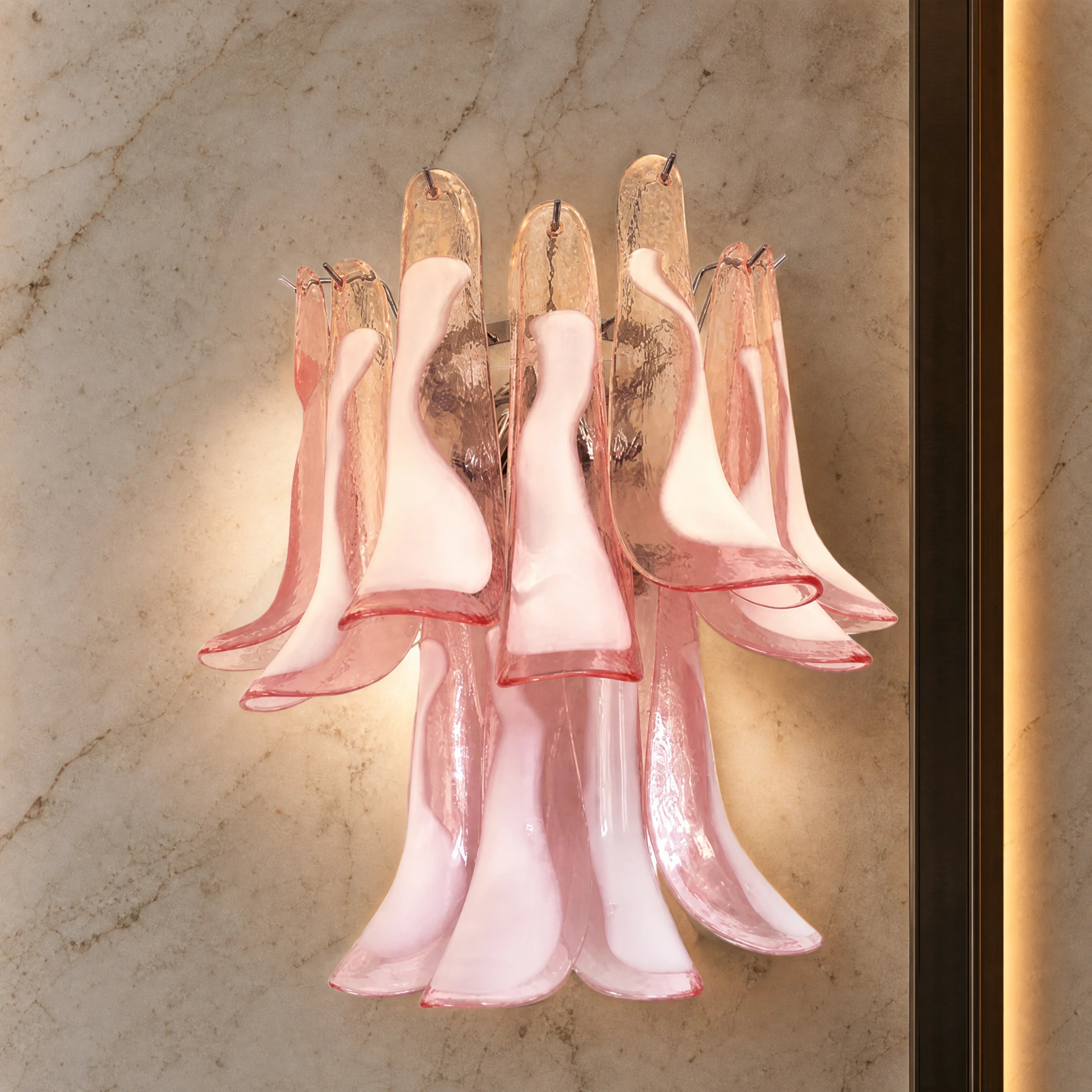 Bassano Selle Murano Glass Wall Light close-up luxury lifestyle hero image by VORELLI