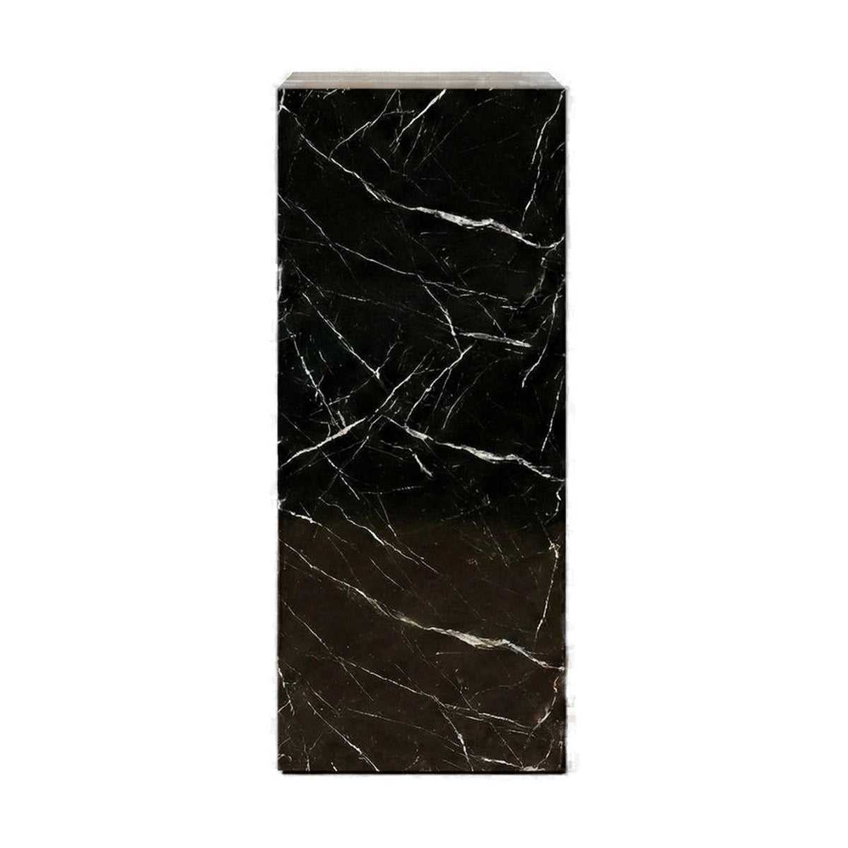 Black Marquina Marble Pedestal Stand on white background by VORELLI