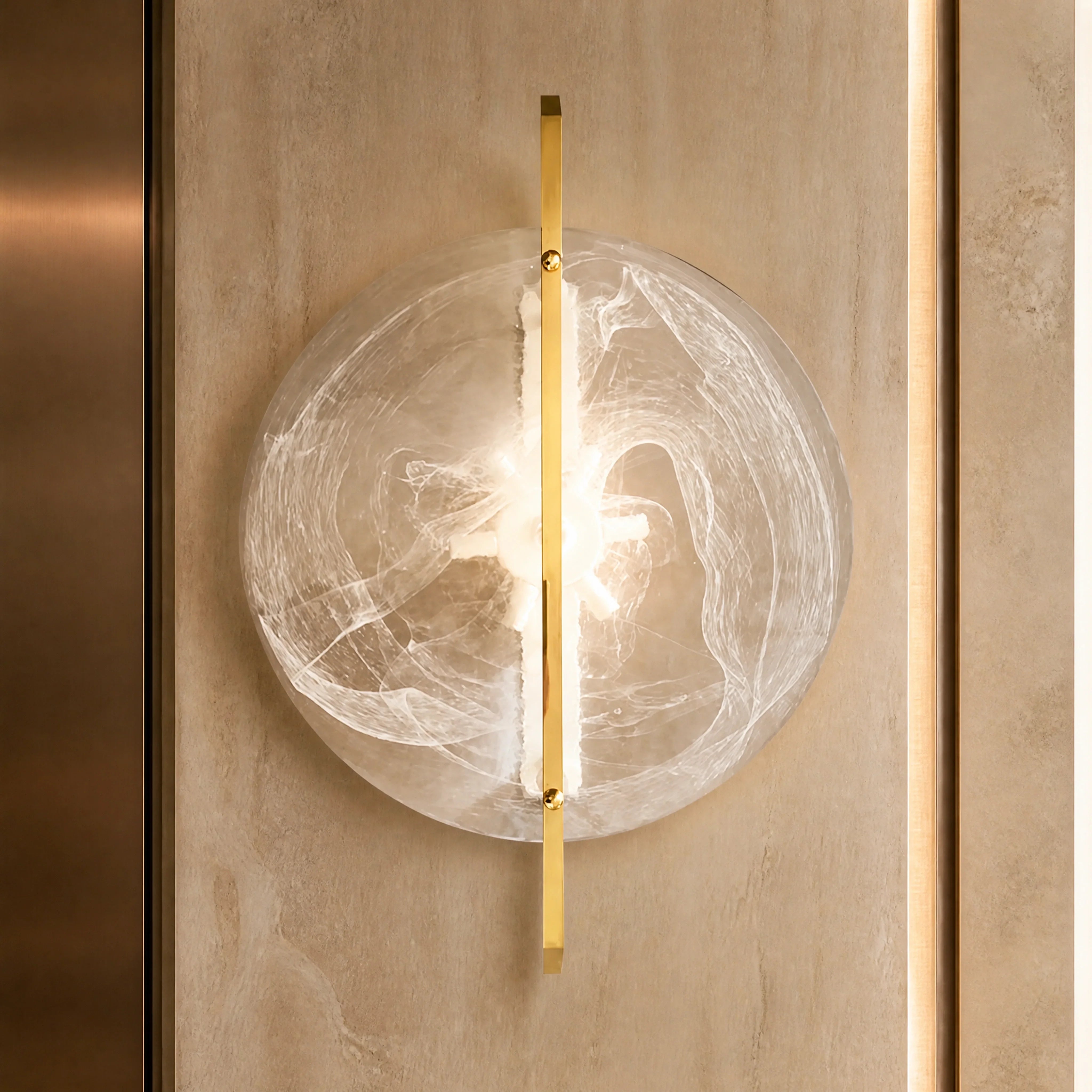 Caorle Planet Murano Glass Wall Light close-up luxury lifestyle hero image by VORELLI