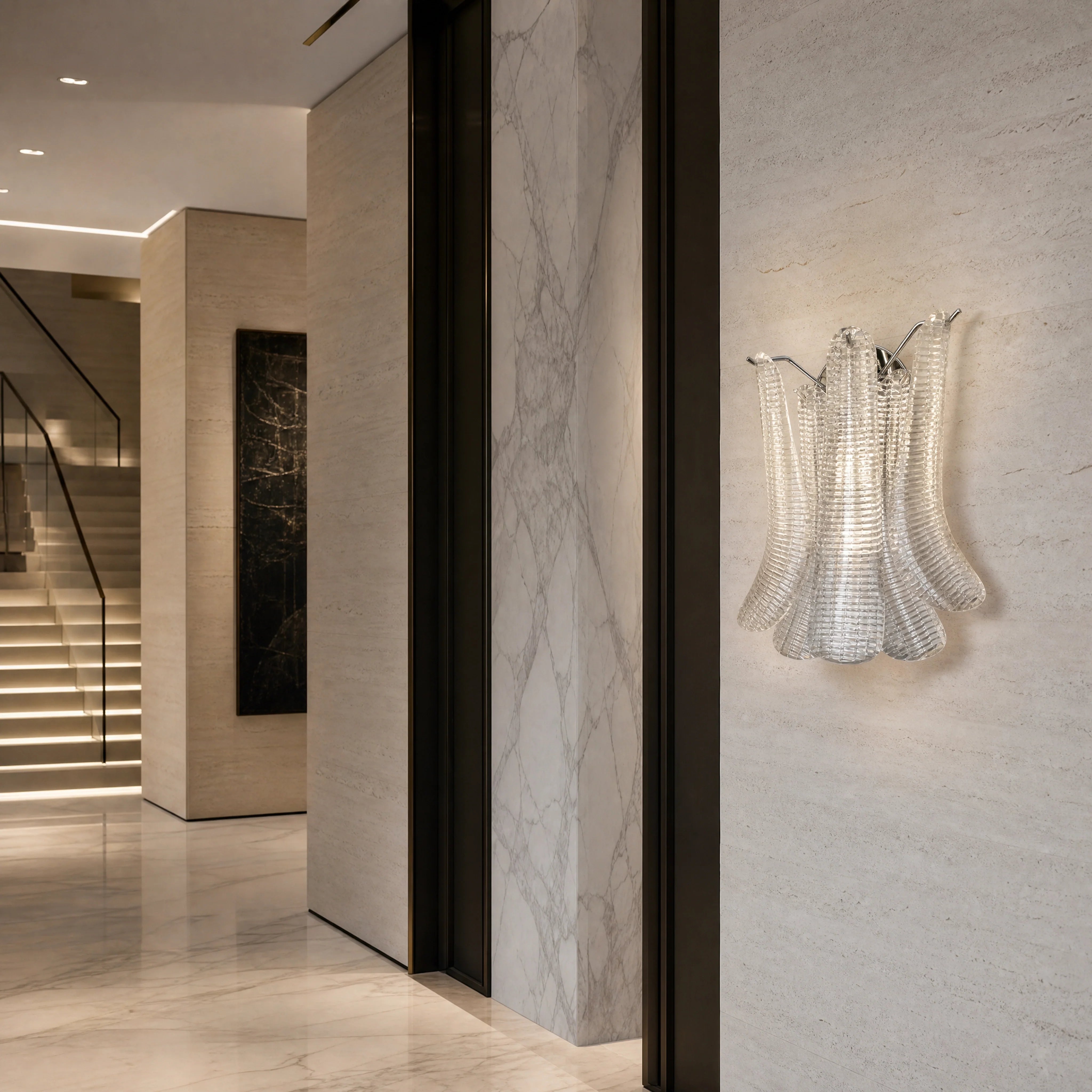 Catania Selle Murano Glass Wall Light UHNW private residence luxury lifestyle image by VORELLI