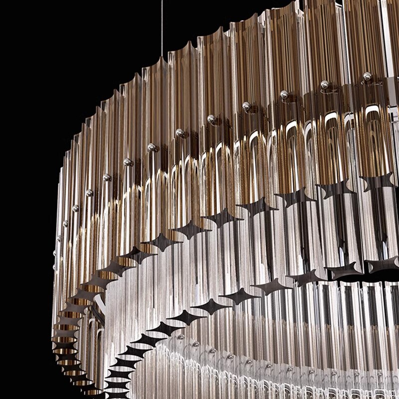 VORELLI® Condotti circular chandelier installed as a contemporary bedroom ceiling light with warm ambient glow