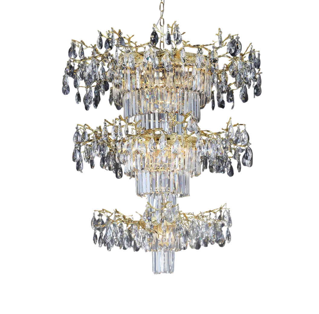 VORELLI® Dewdrop Grandeur Staircase Chandelier II with cascading crystal drops