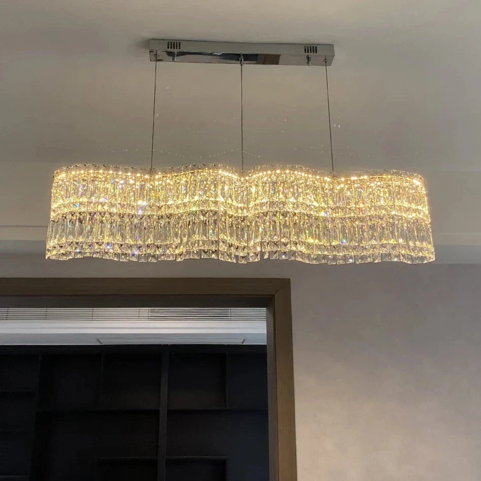VORELLI diamond cut crystal chandelier in modern UAE villa interior