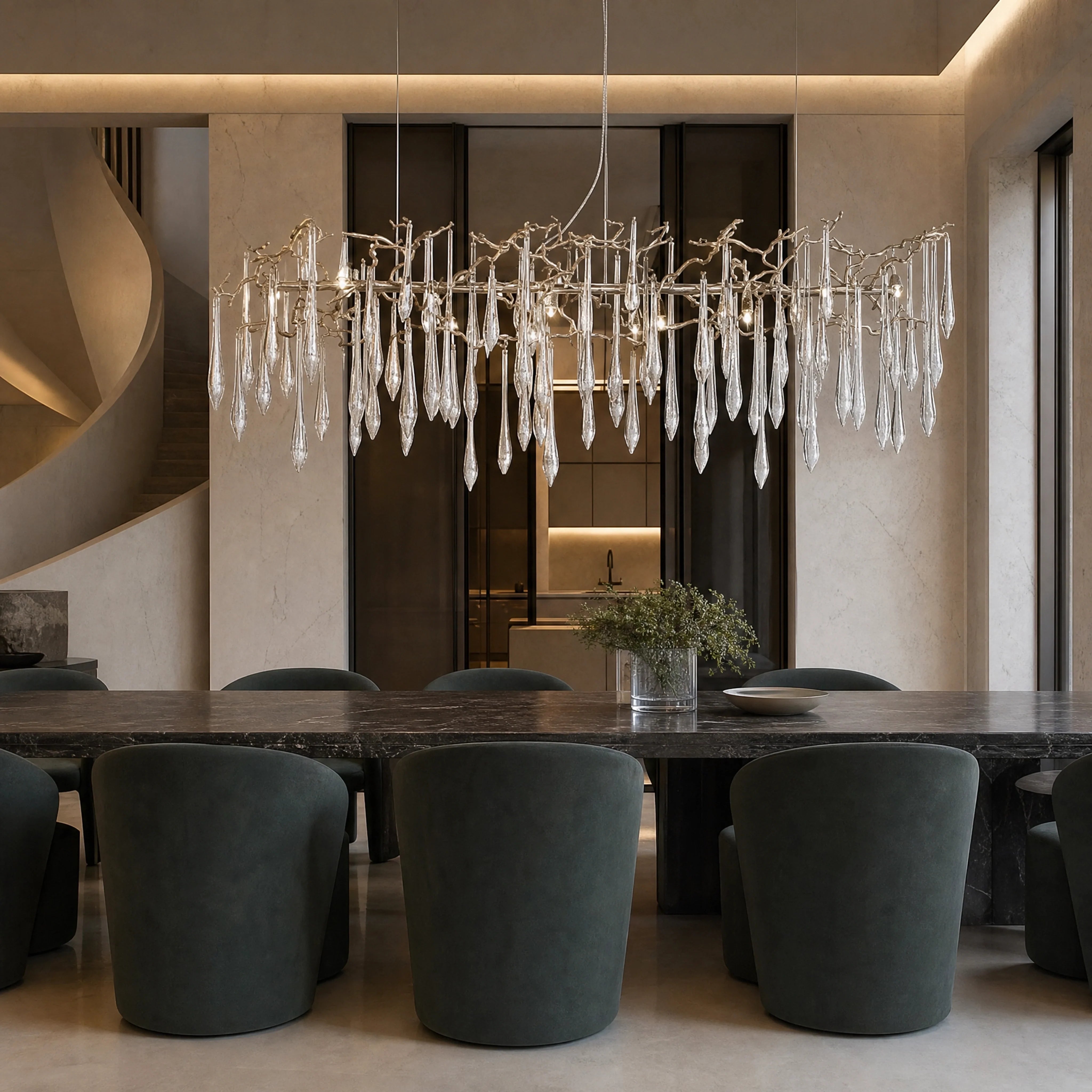 Eldoria Rectangular Chandelier UHNW private residence luxury lifestyle image by VORELLI
