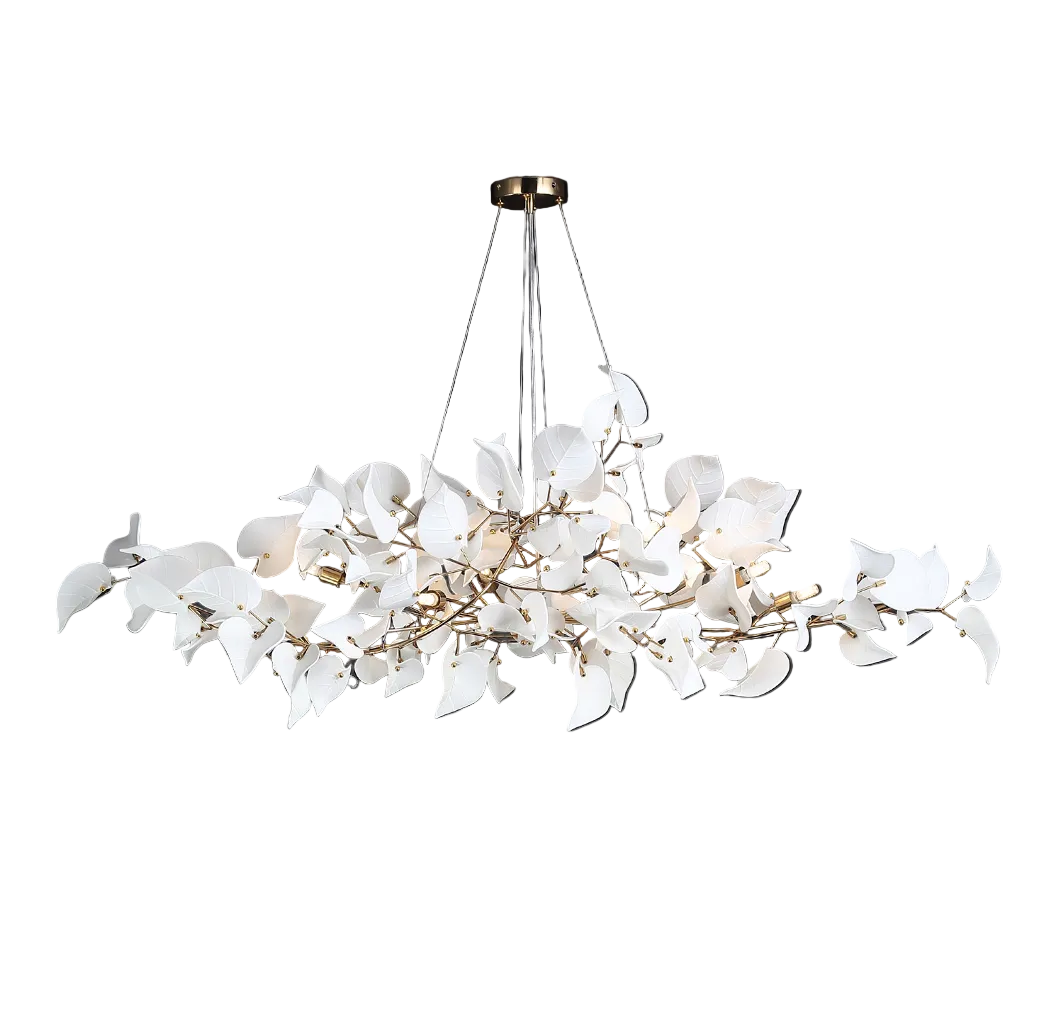 Fiorella Rectangular Chandelier by VORELLI® featuring sculptural floral elements in a refined rectangular silhouette