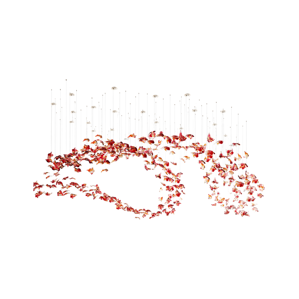 VORELLI® Floating Fan Project Installation on a pure white background.