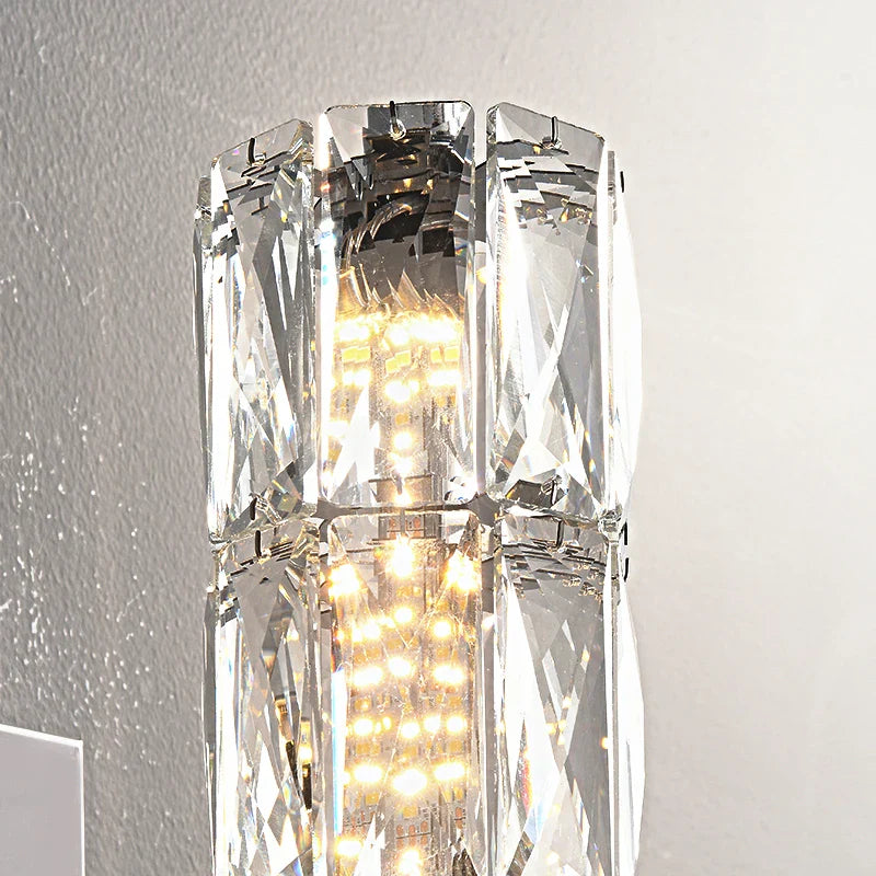 Diamond cut rectangular crystals on the Gaia pendant light